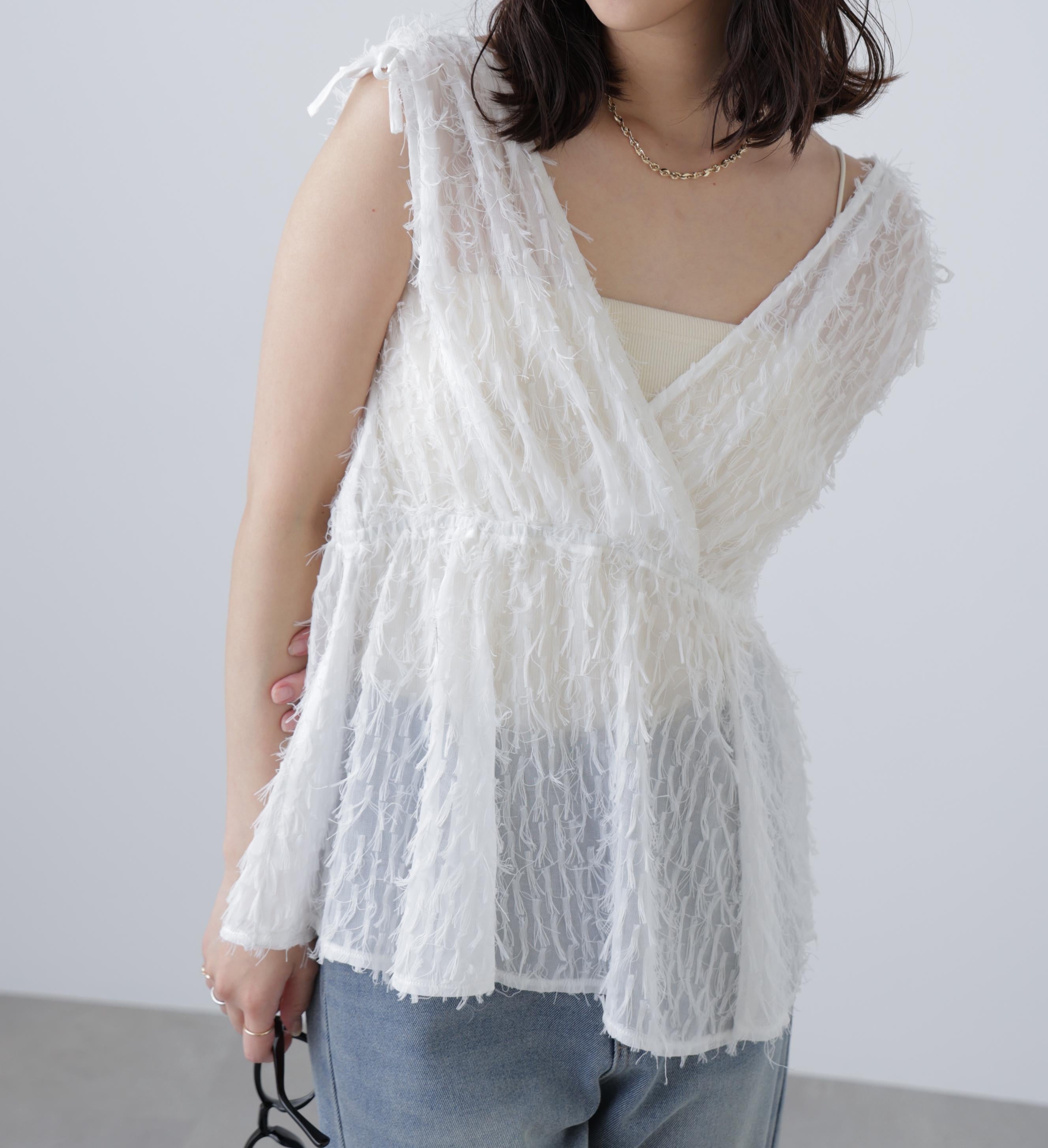 ［MFM］リボンカットジャガードチュニック オフ