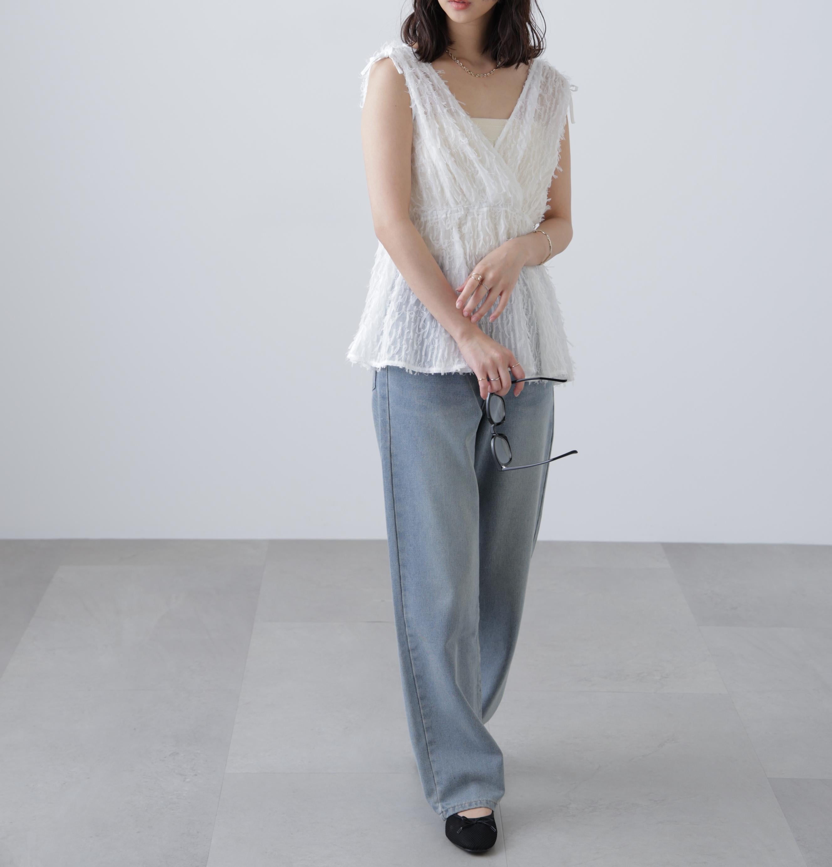 ［MFM］リボンカットジャガードチュニック オフ
