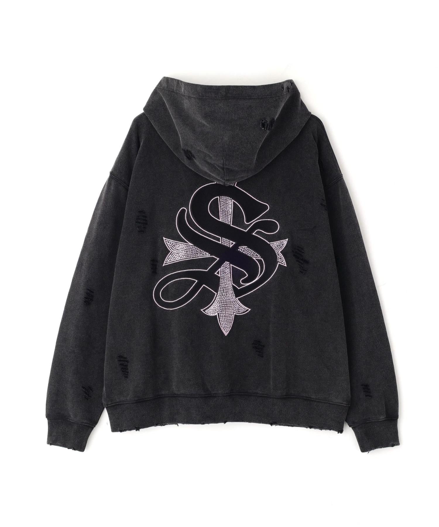 SUPPLIE>/サプライヤー/DAMAGE C>OSS HOODIE ピンク