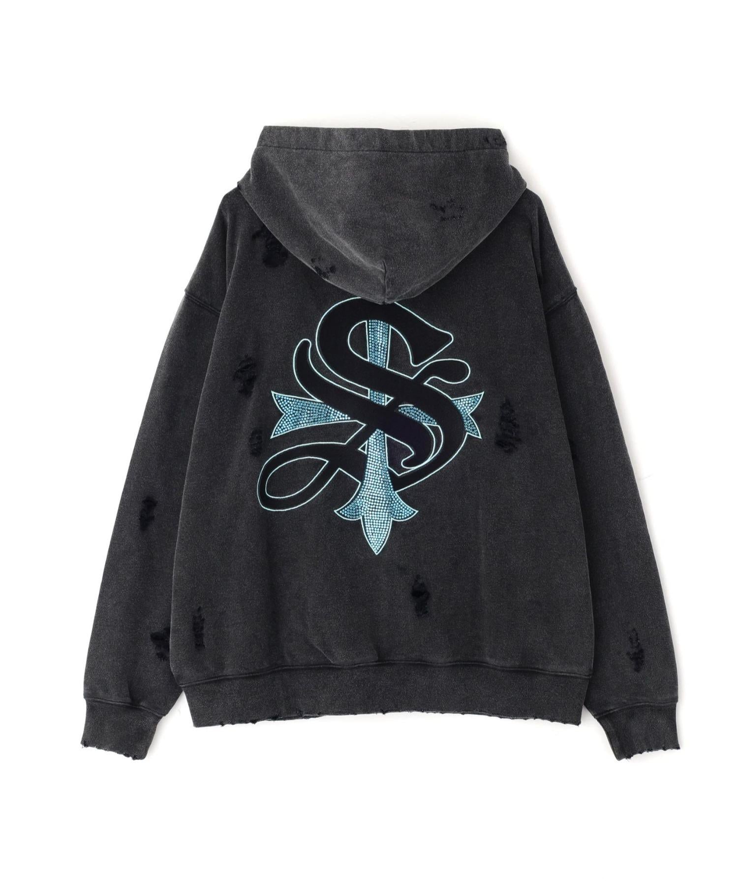 SUPPLIE>/サプライヤー/DAMAGE C>OSS HOODIE ブルー