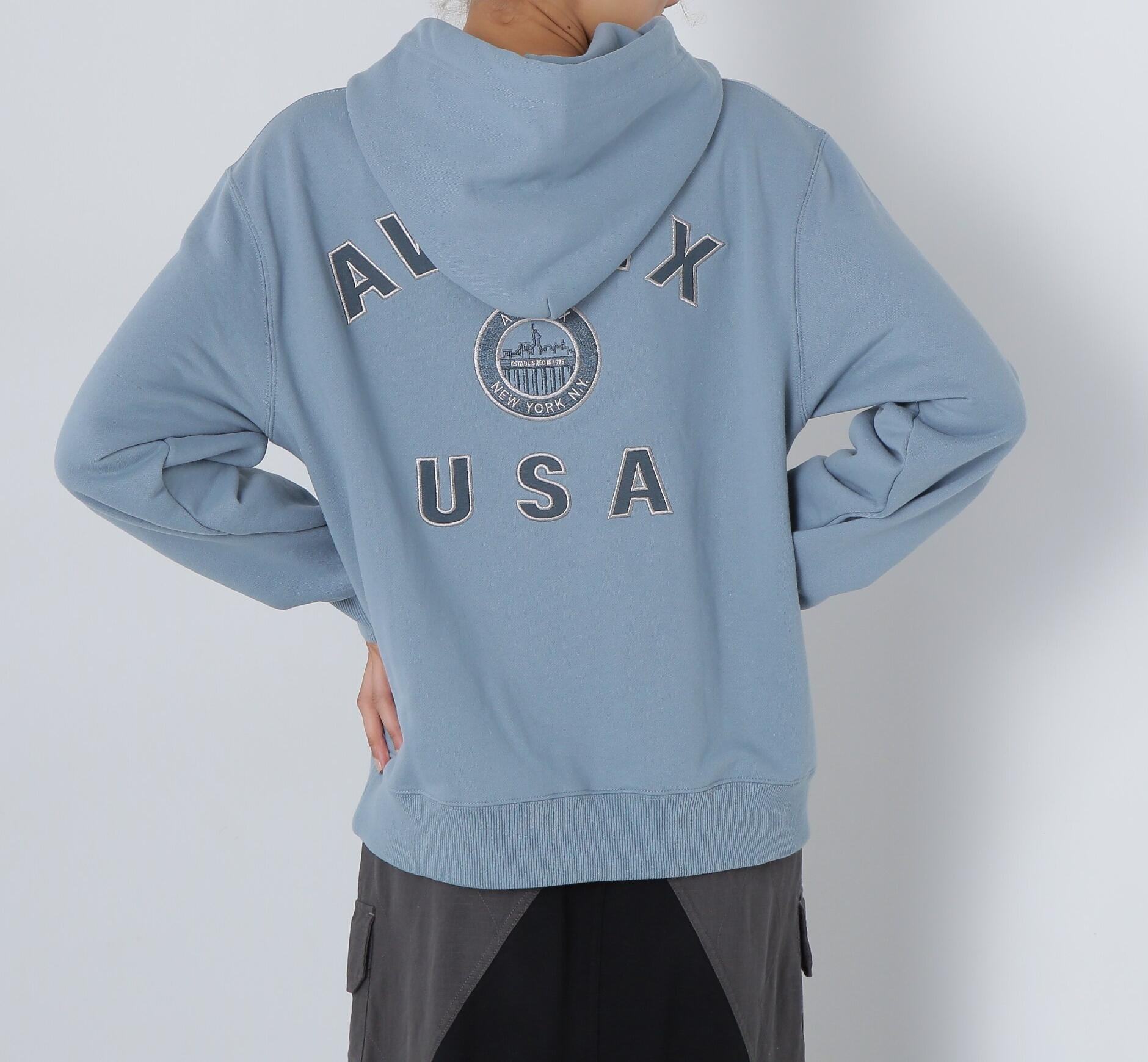 VA>SITY LOGO SWEAT PA>KA NYC/バーシティー ロゴ スウェット パーカー サックス1