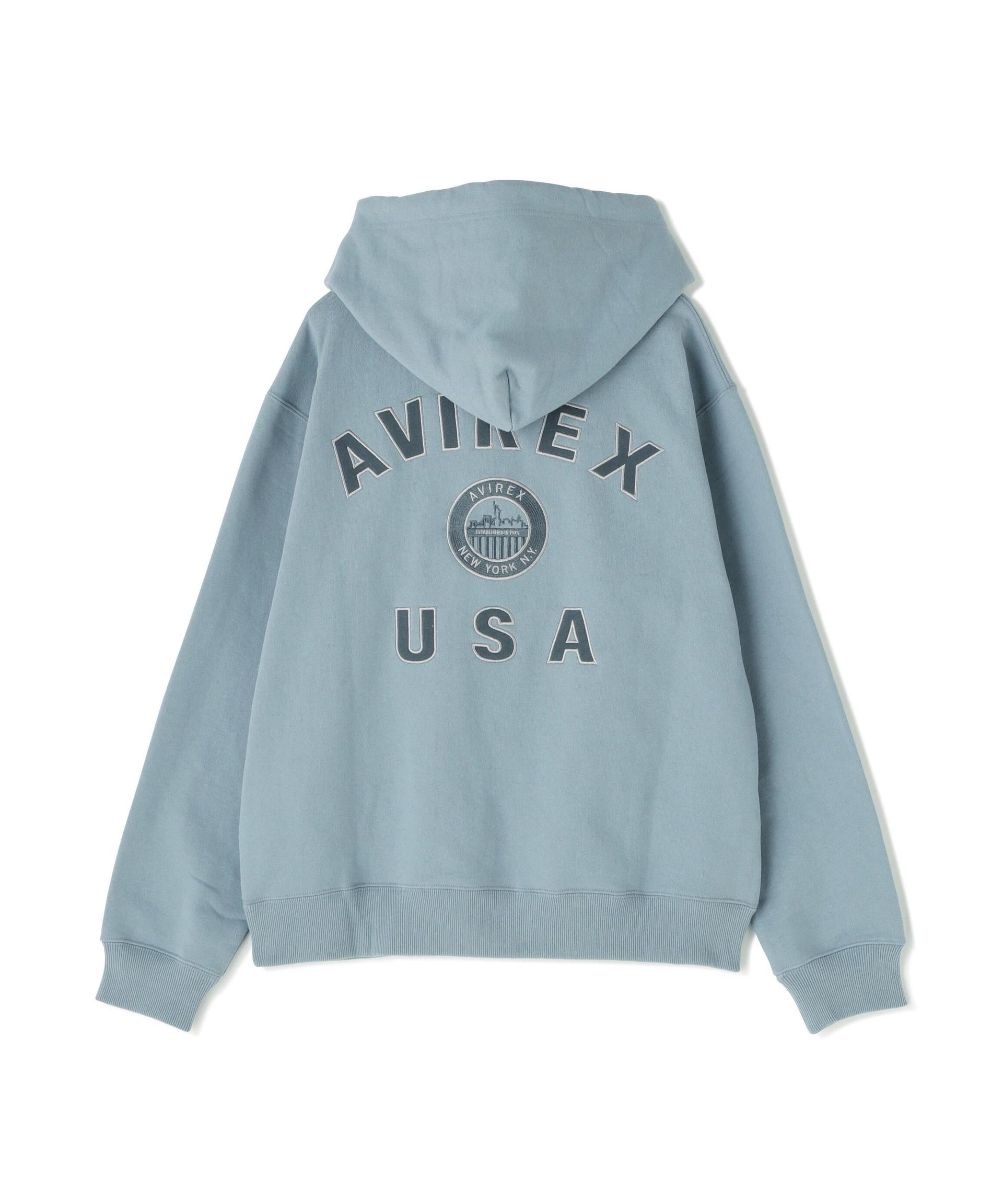 VA>SITY LOGO SWEAT PA>KA NYC/バーシティー ロゴ スウェット パーカー サックス1