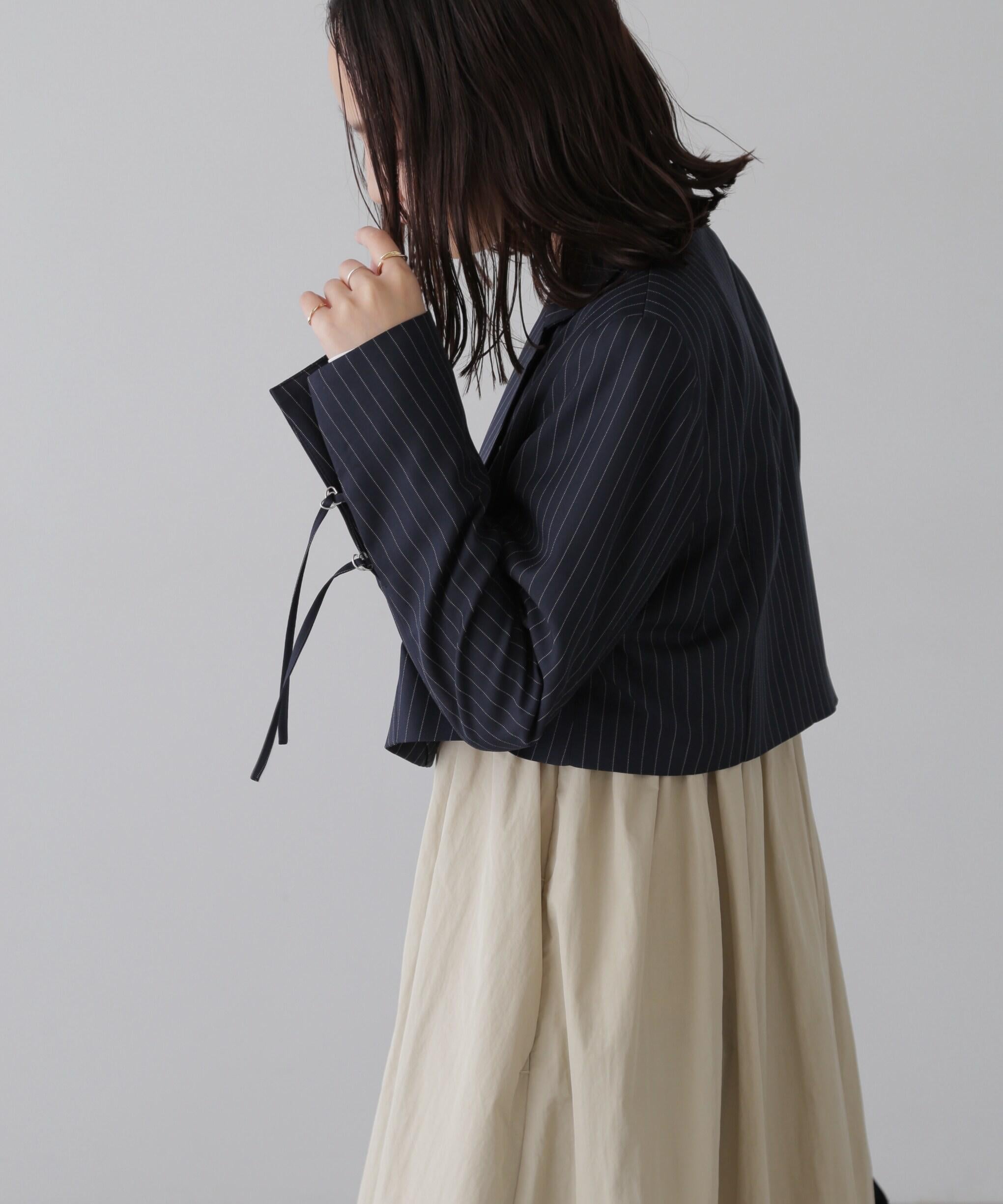 ショート丈シングルジャケット ネイビーストライプ1