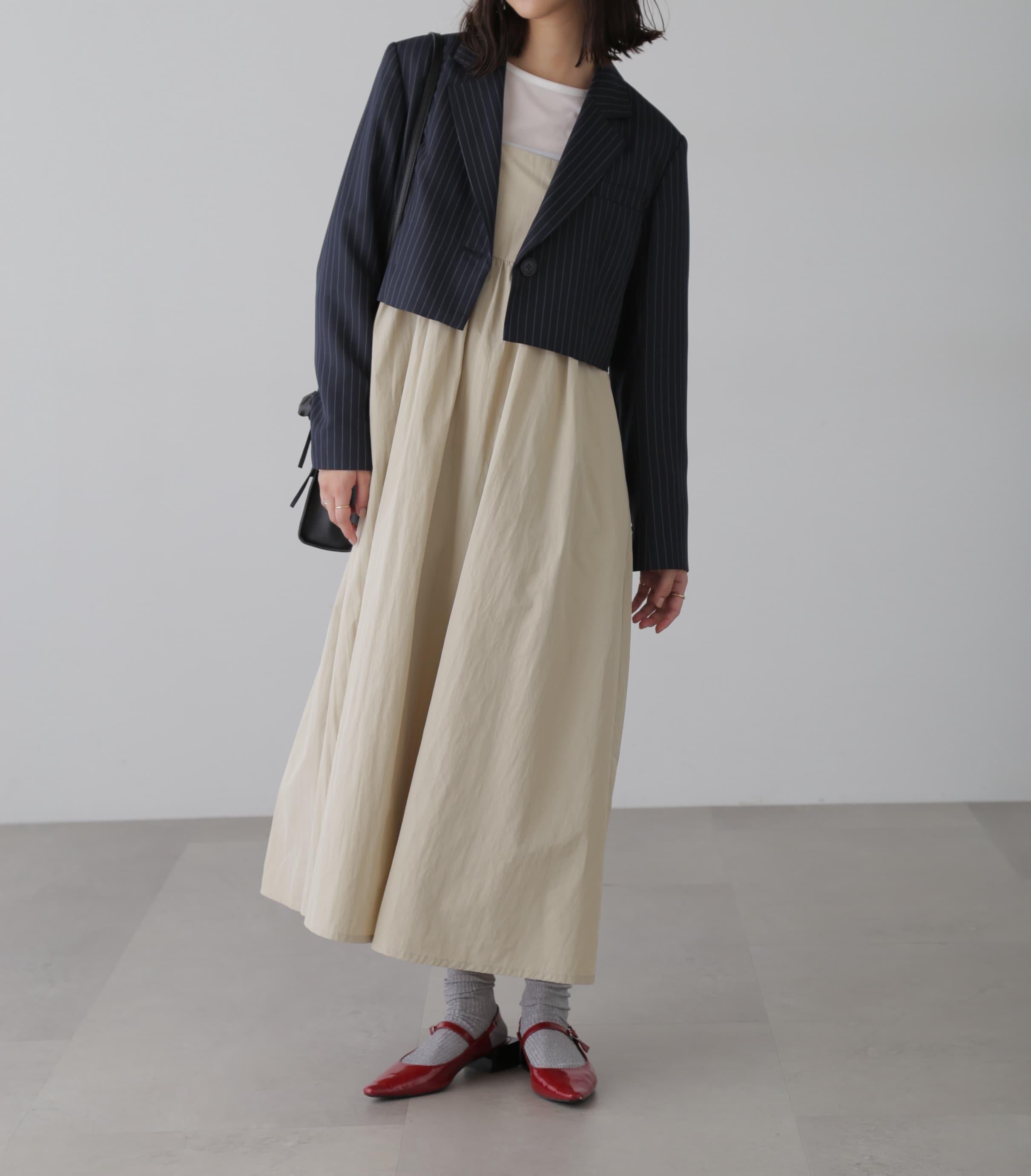 ショート丈シングルジャケット ネイビーストライプ1