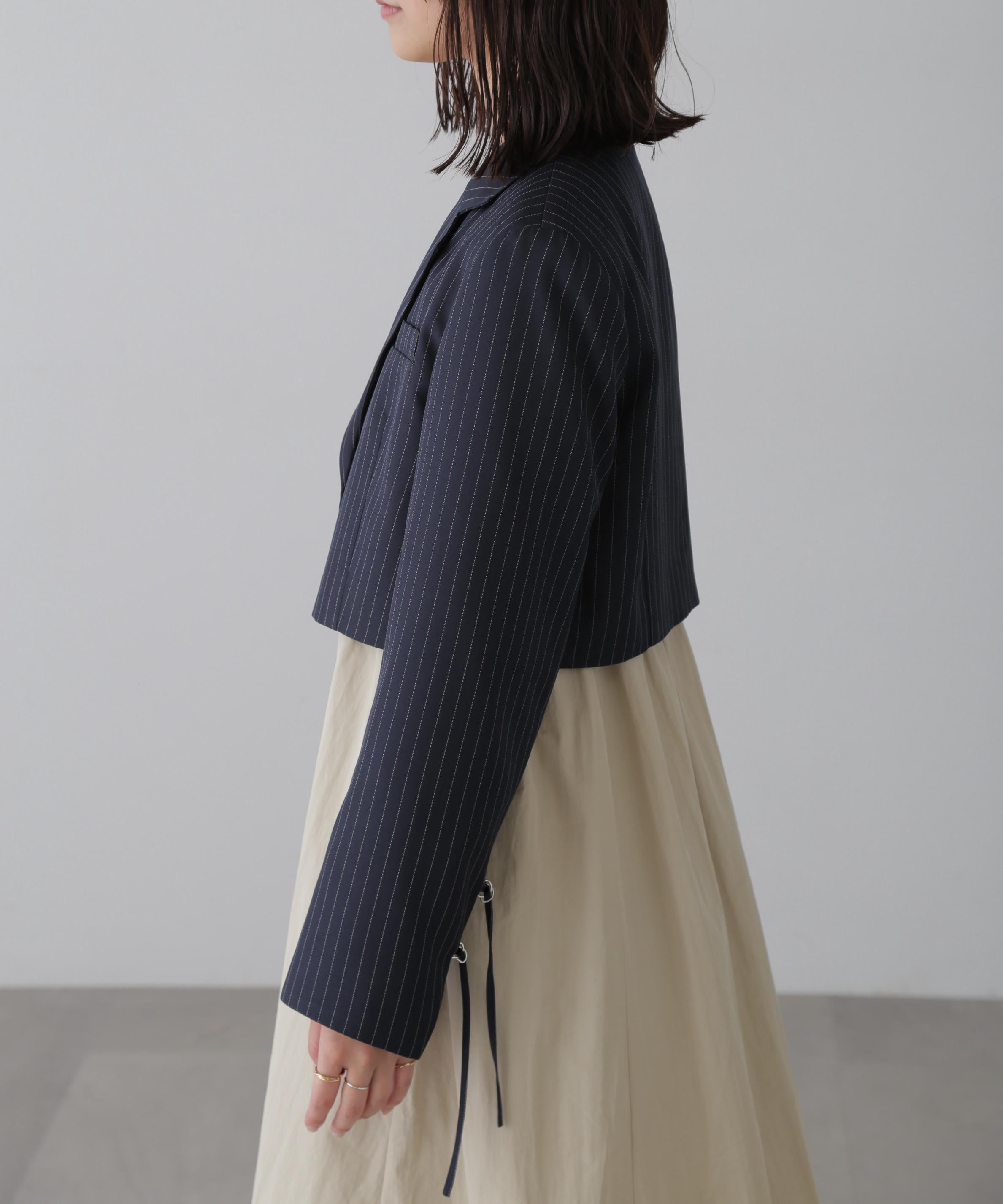 ショート丈シングルジャケット ネイビーストライプ1