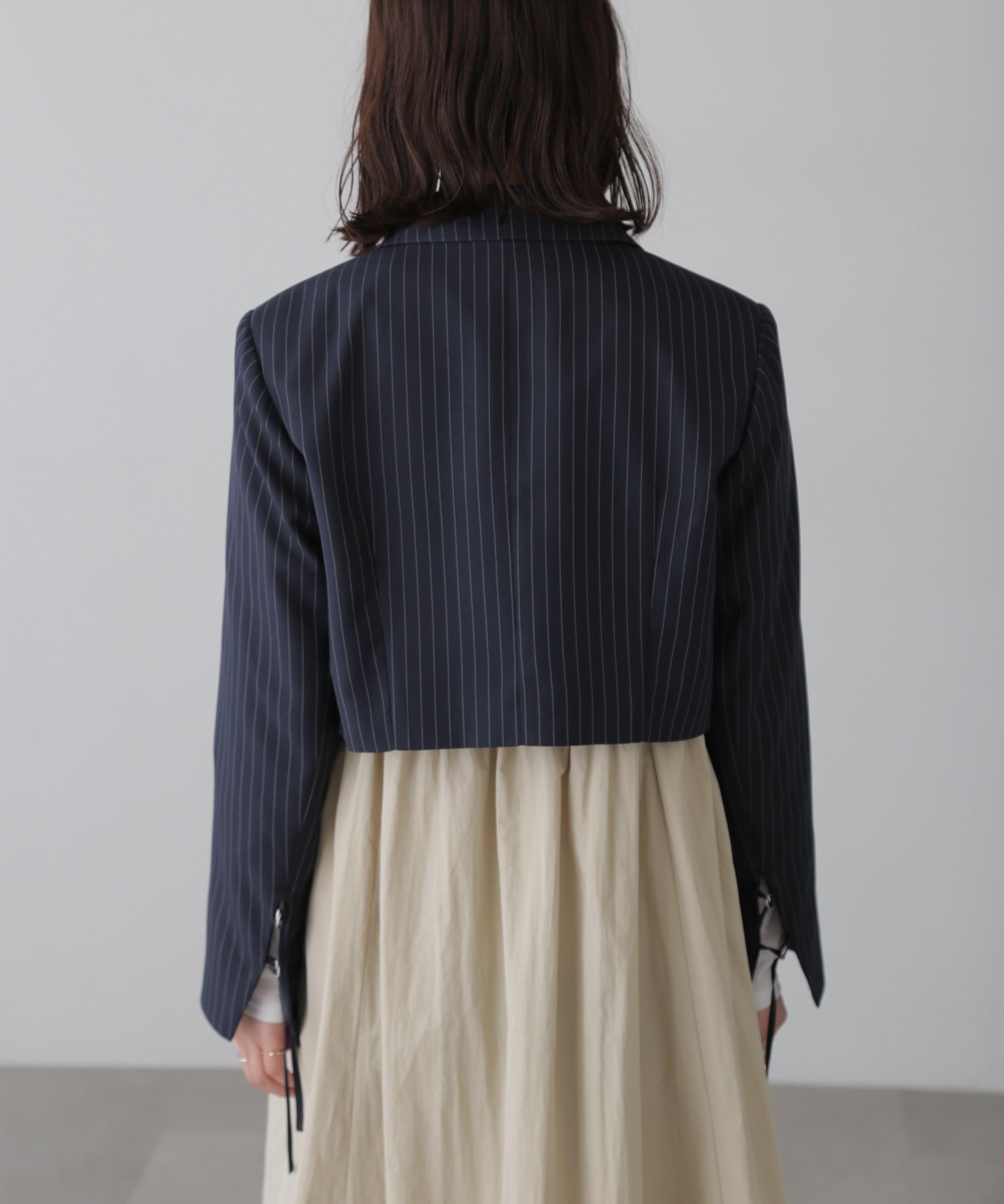 ショート丈シングルジャケット ネイビーストライプ1