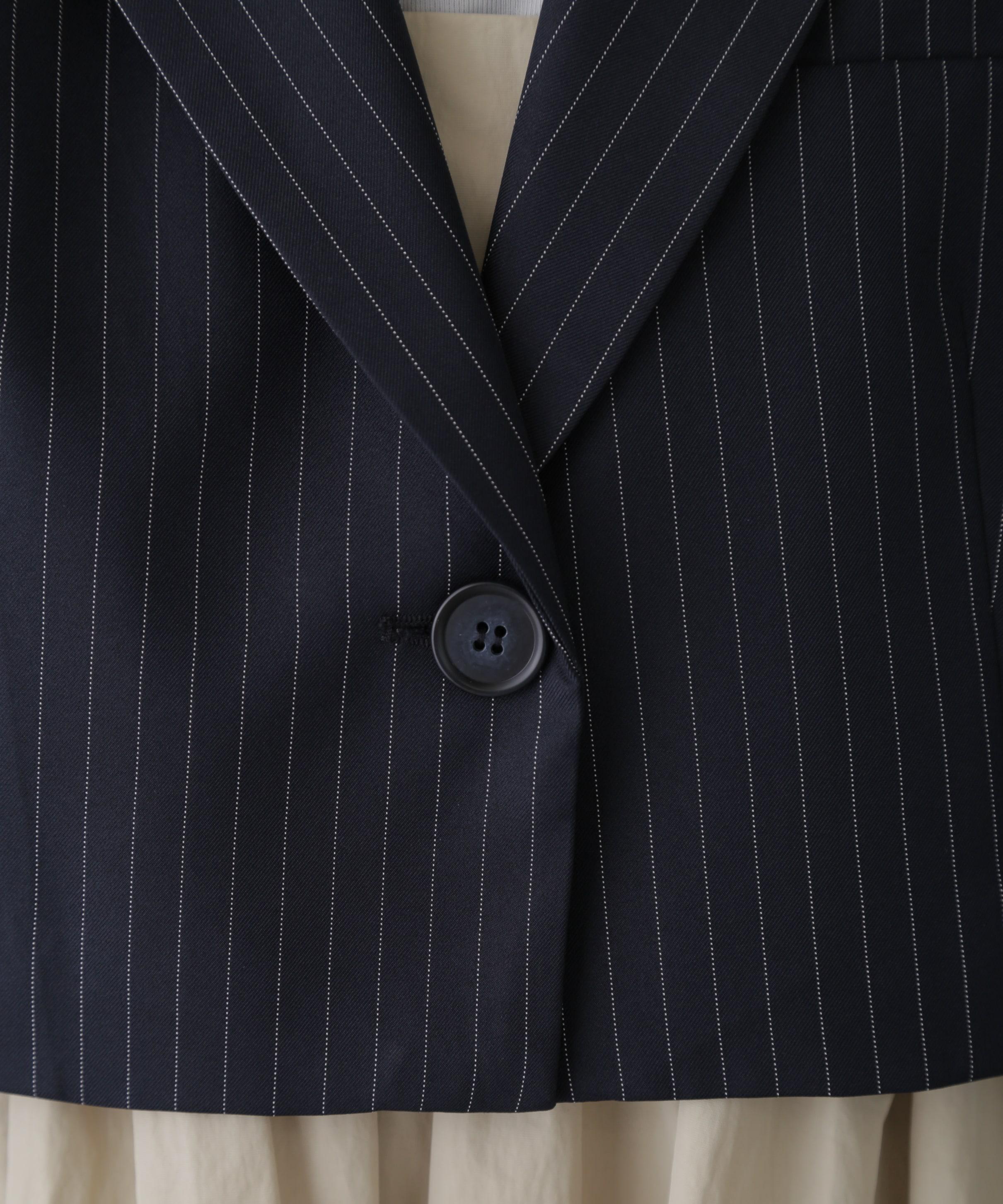 ショート丈シングルジャケット ネイビーストライプ1