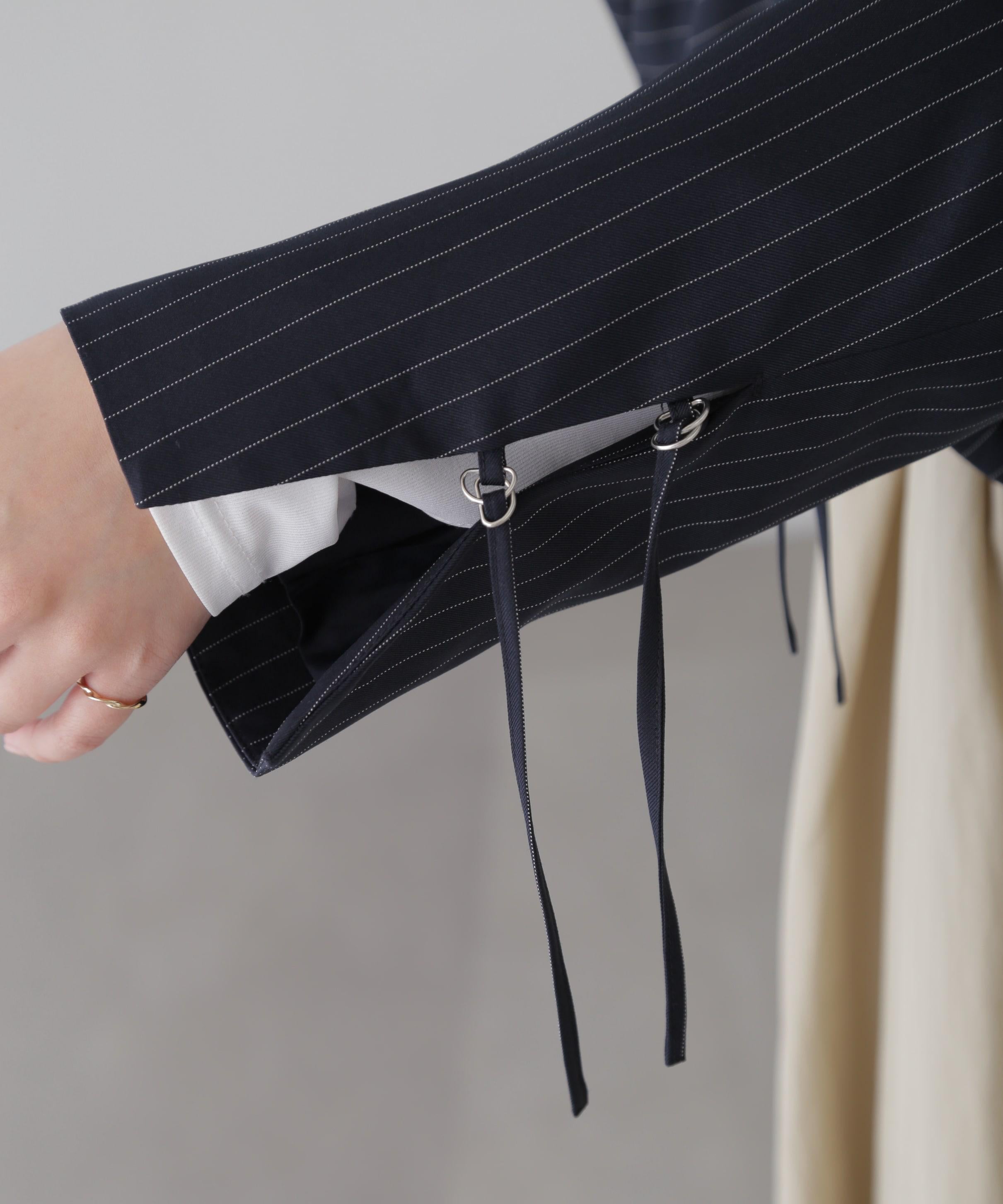 ショート丈シングルジャケット ネイビーストライプ1