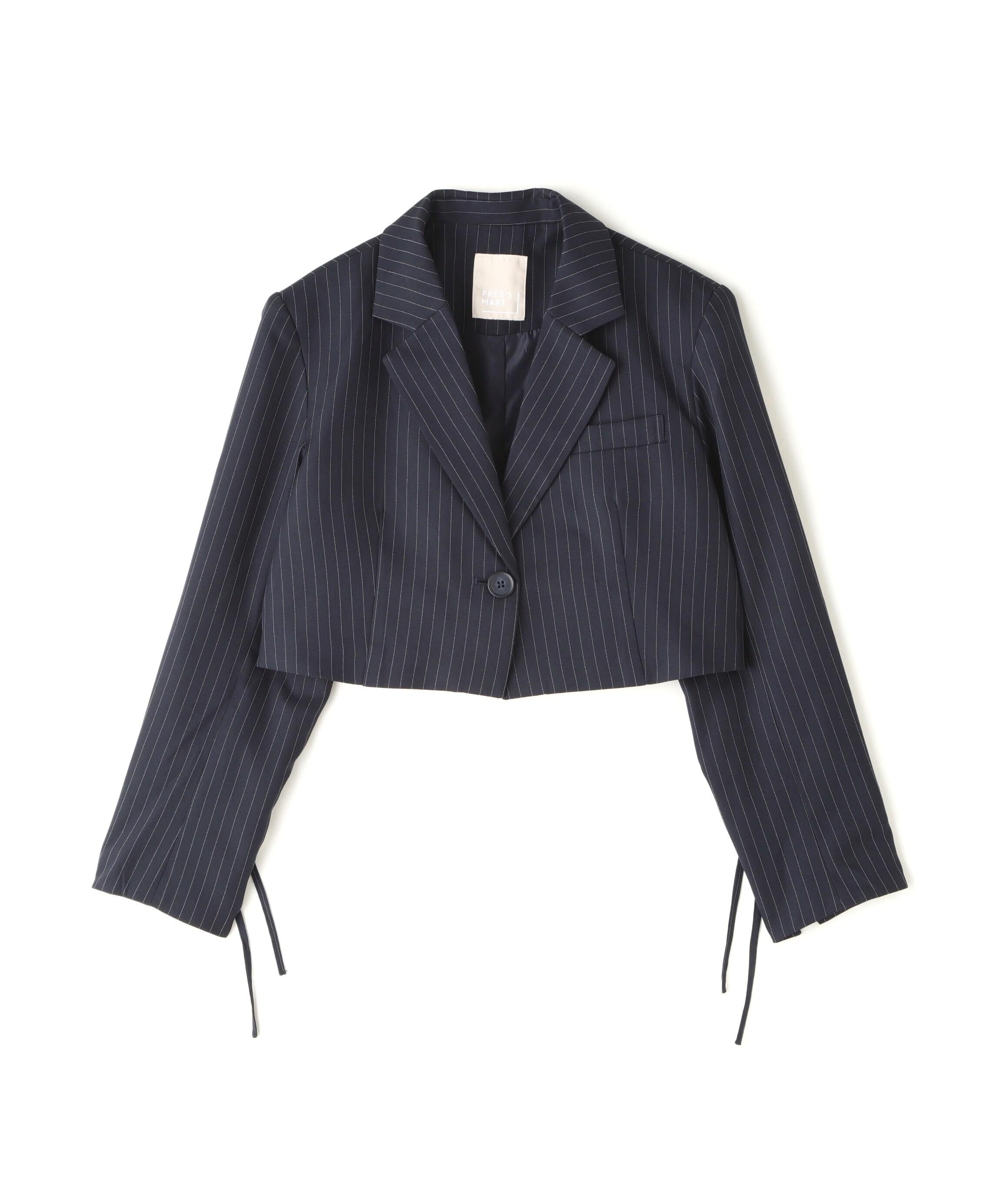 ショート丈シングルジャケット ネイビーストライプ1