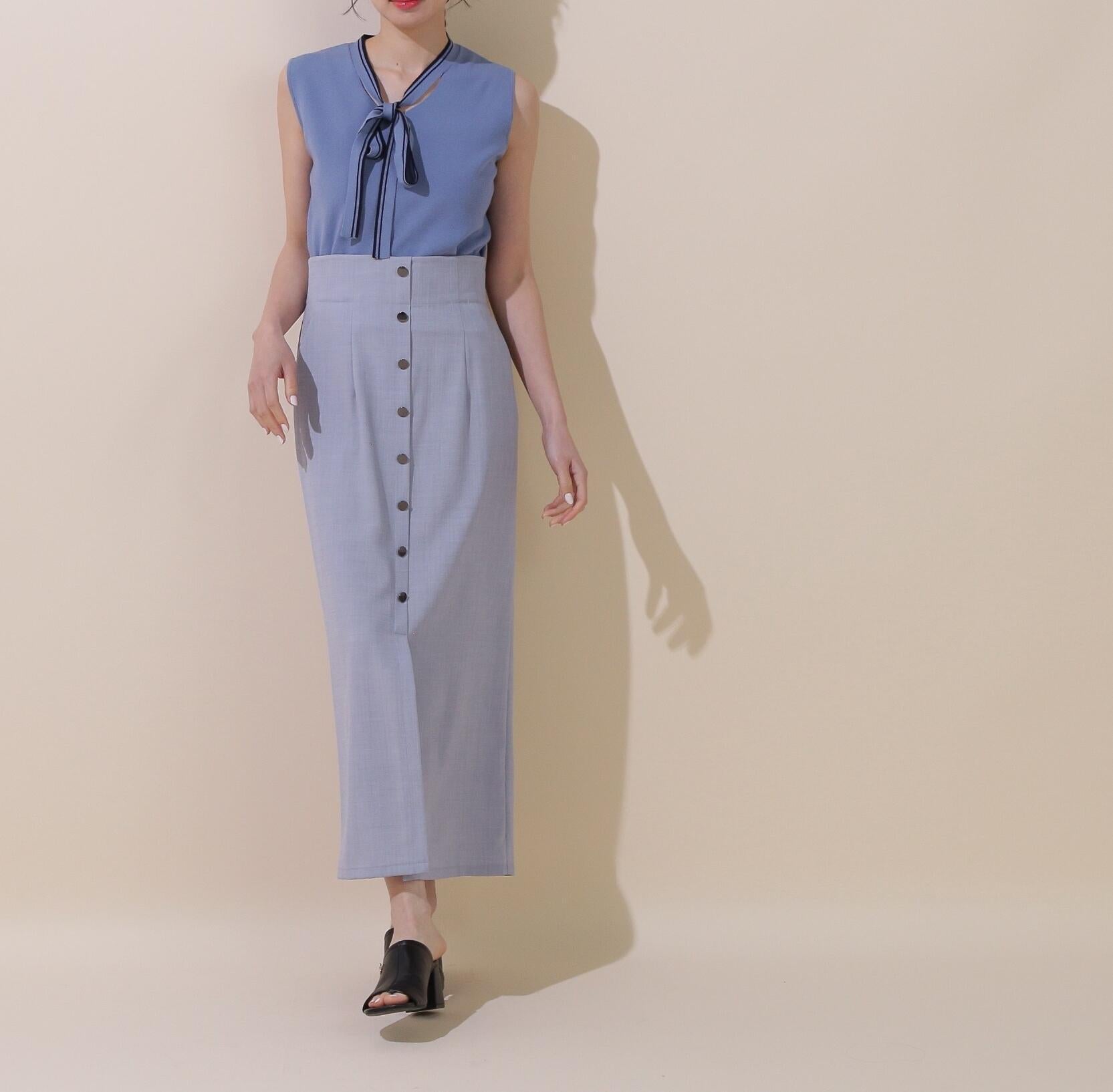 リボンボウタイノースリニットトップス ブルー