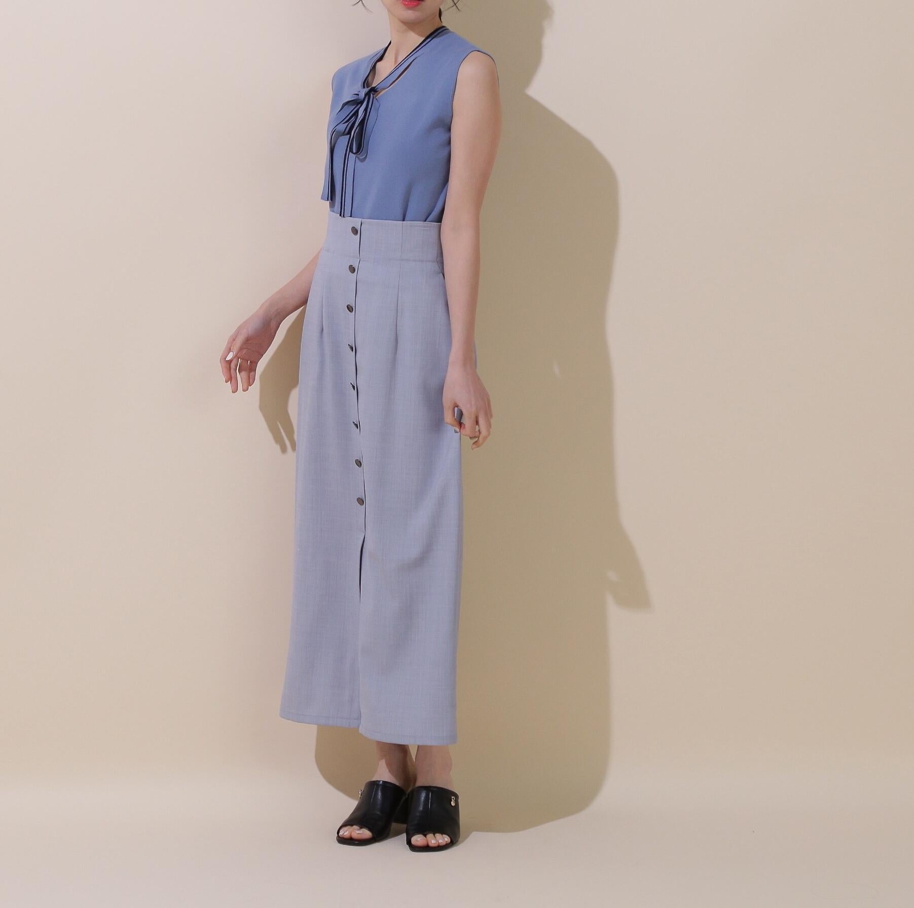 リボンボウタイノースリニットトップス ブルー