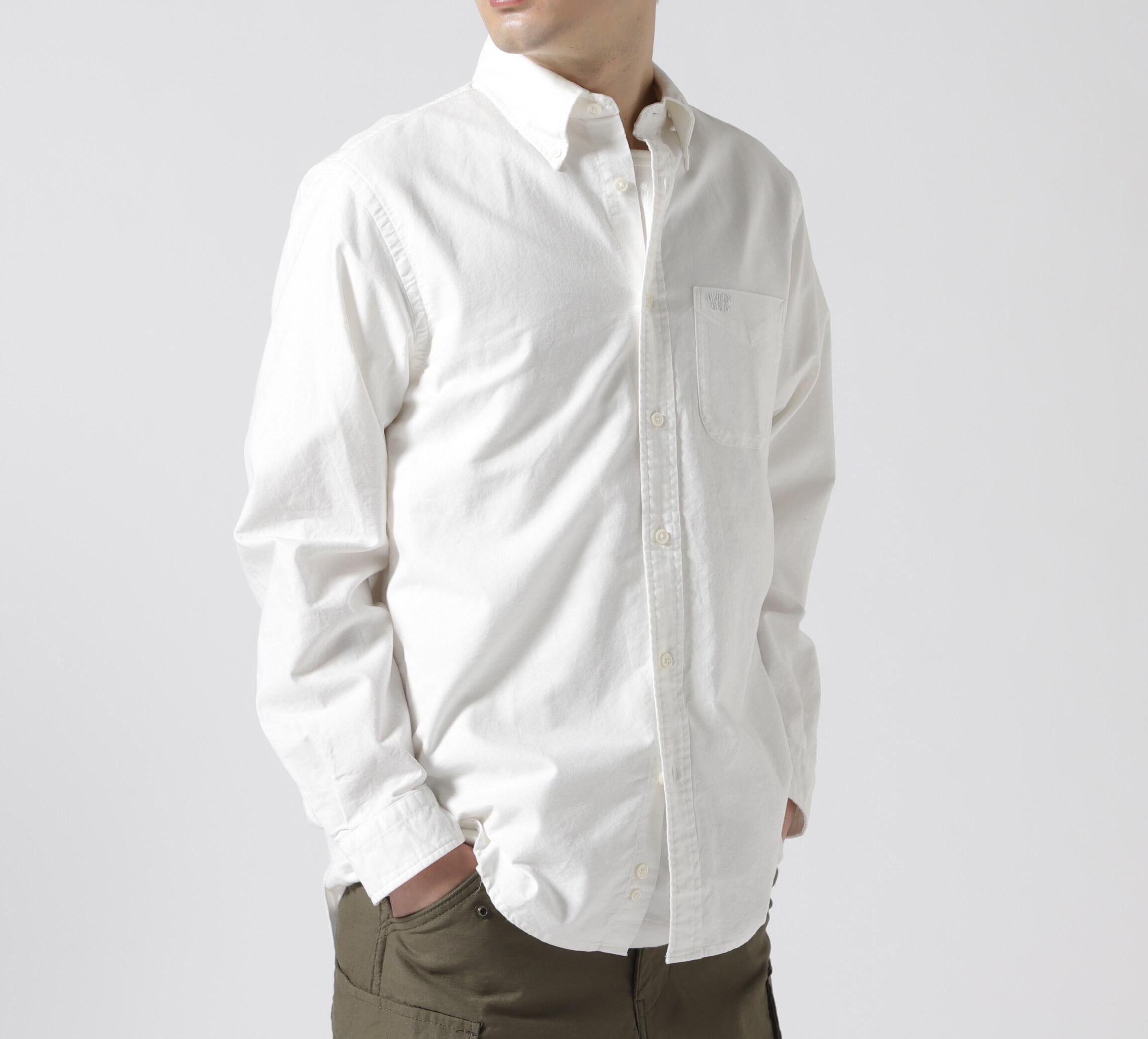 《DAILY/デイリー》RASIC OXFO>D LONG SLEEVE R.D. SHI>T / 長袖 ベーシック オックスフォードシャツ ホワイト