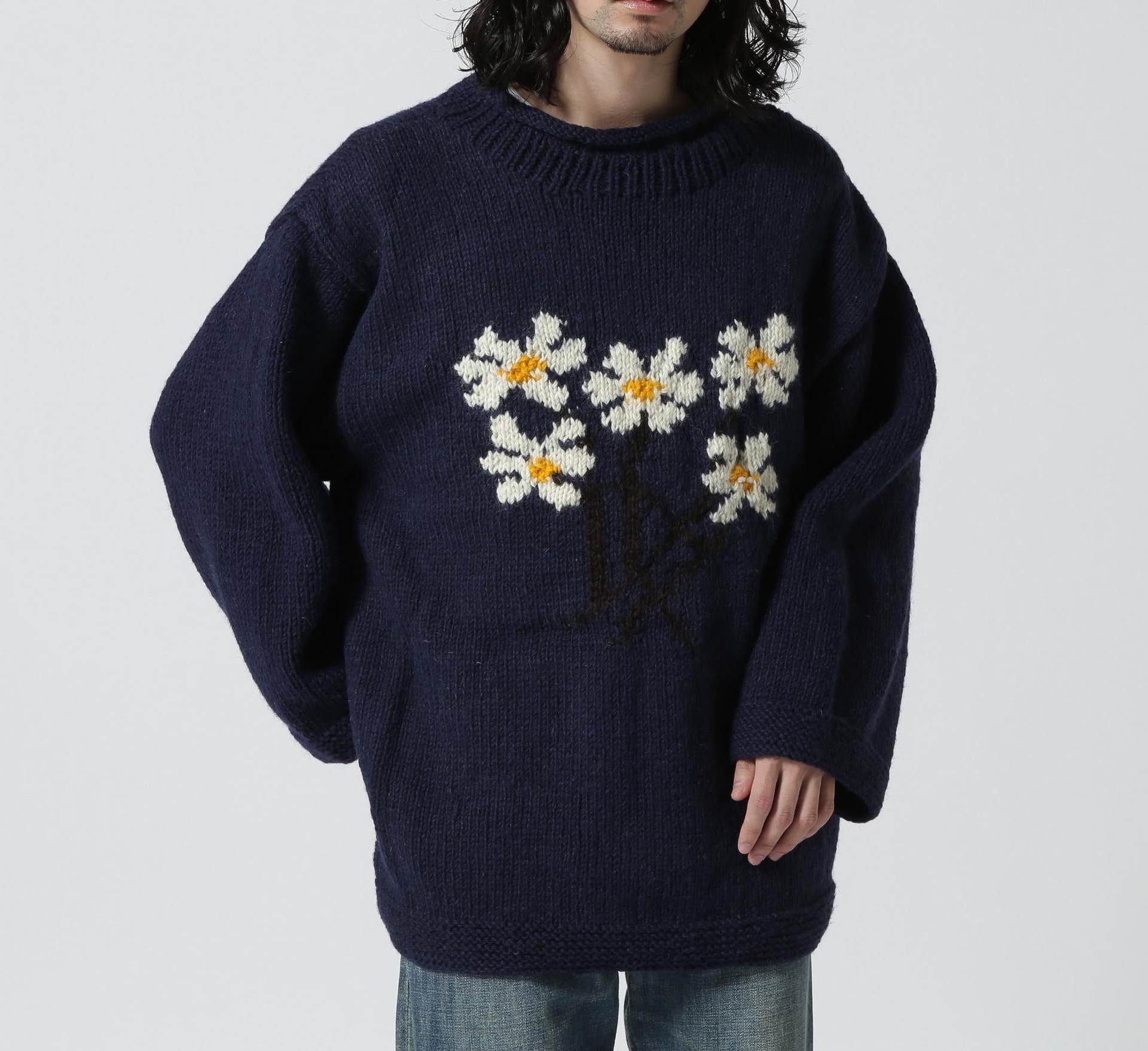 トップス macmahon knitting mills MacMahon Knitting Mills / Roll Neck Knit-5 Flower