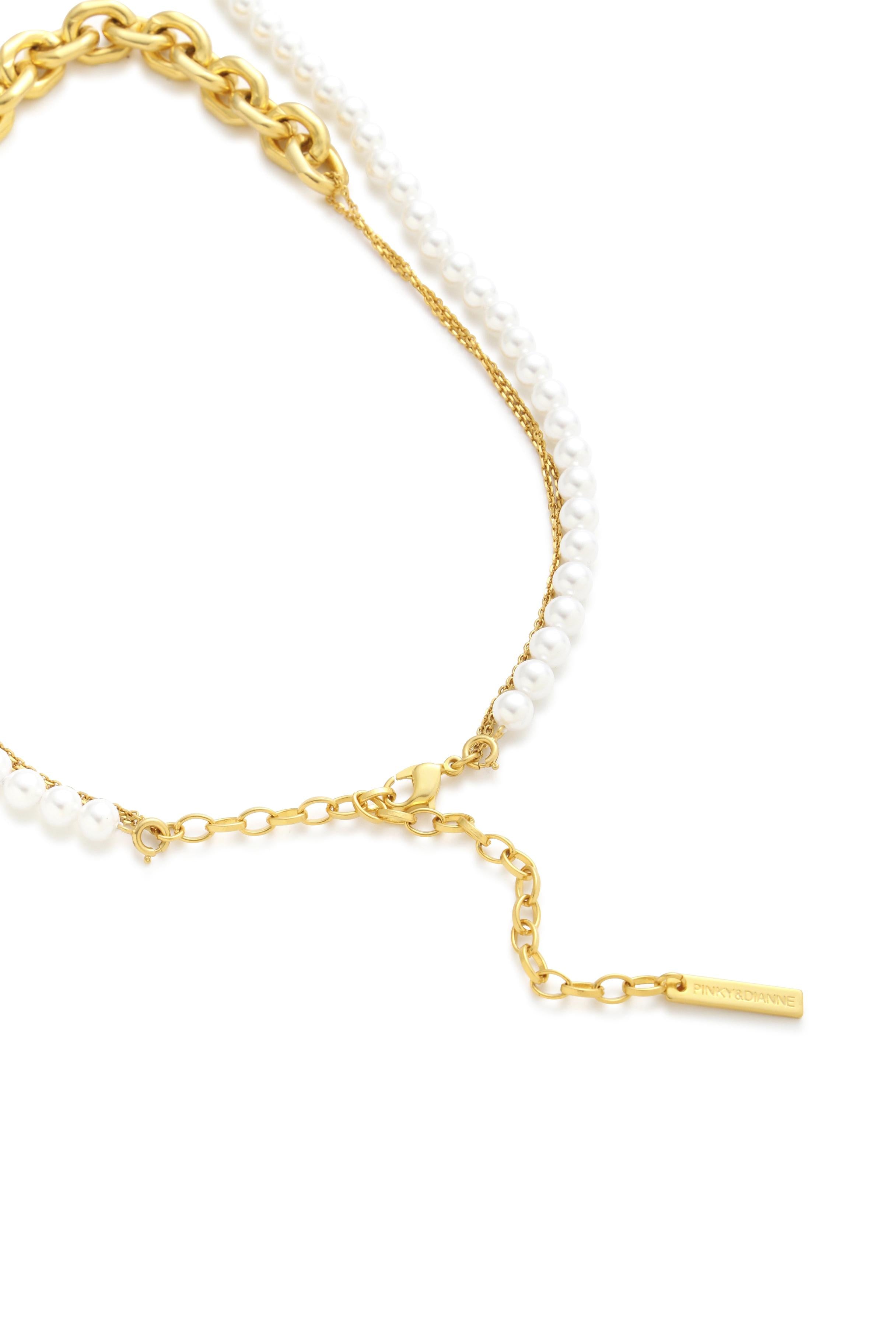 チェーンコンビパールラリエット ゴールド