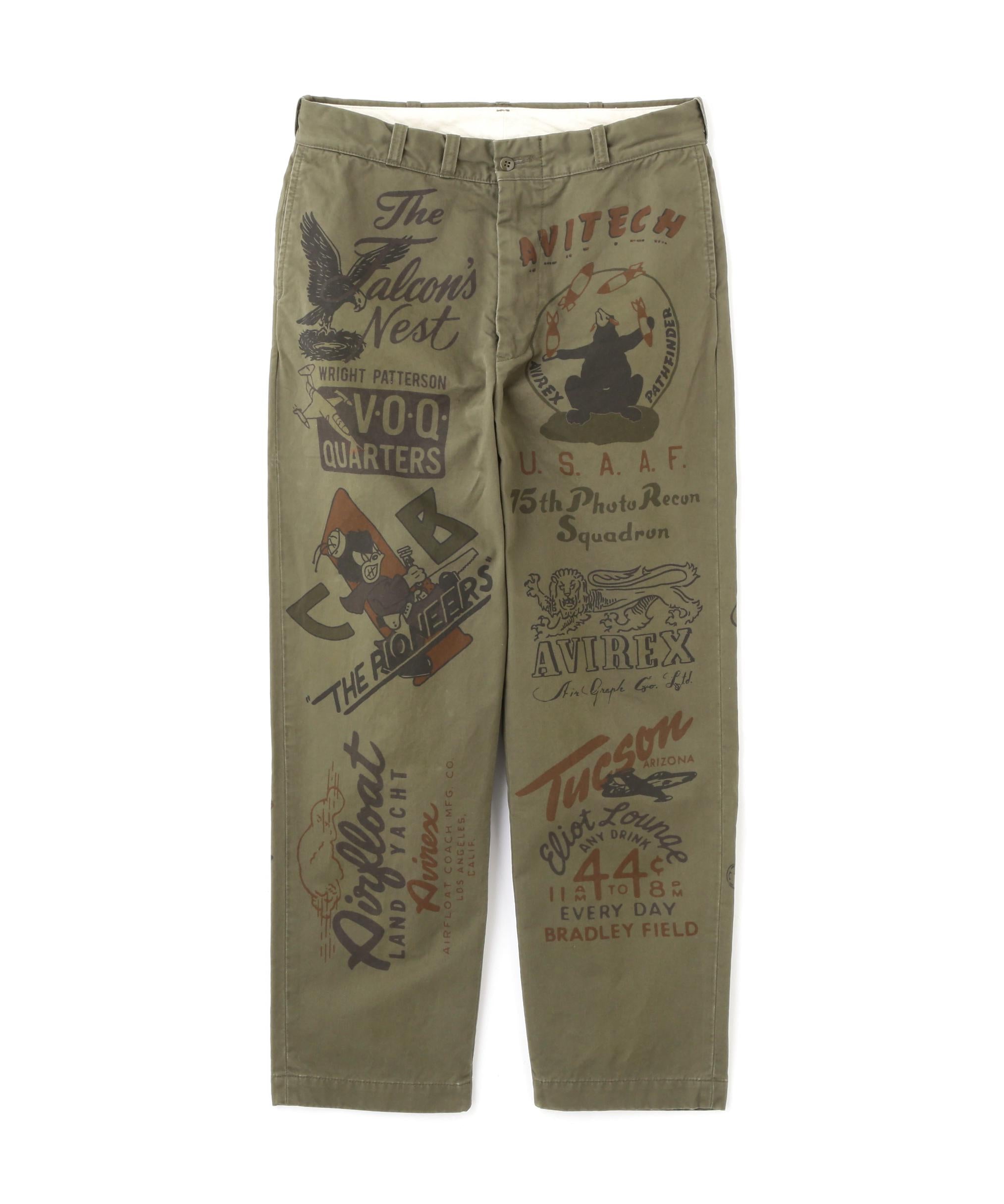 《>ESTO>E COLLECTION》60’s A>MY CHINO PANTS ”A>CHIVE G>APHIC” オリーブ