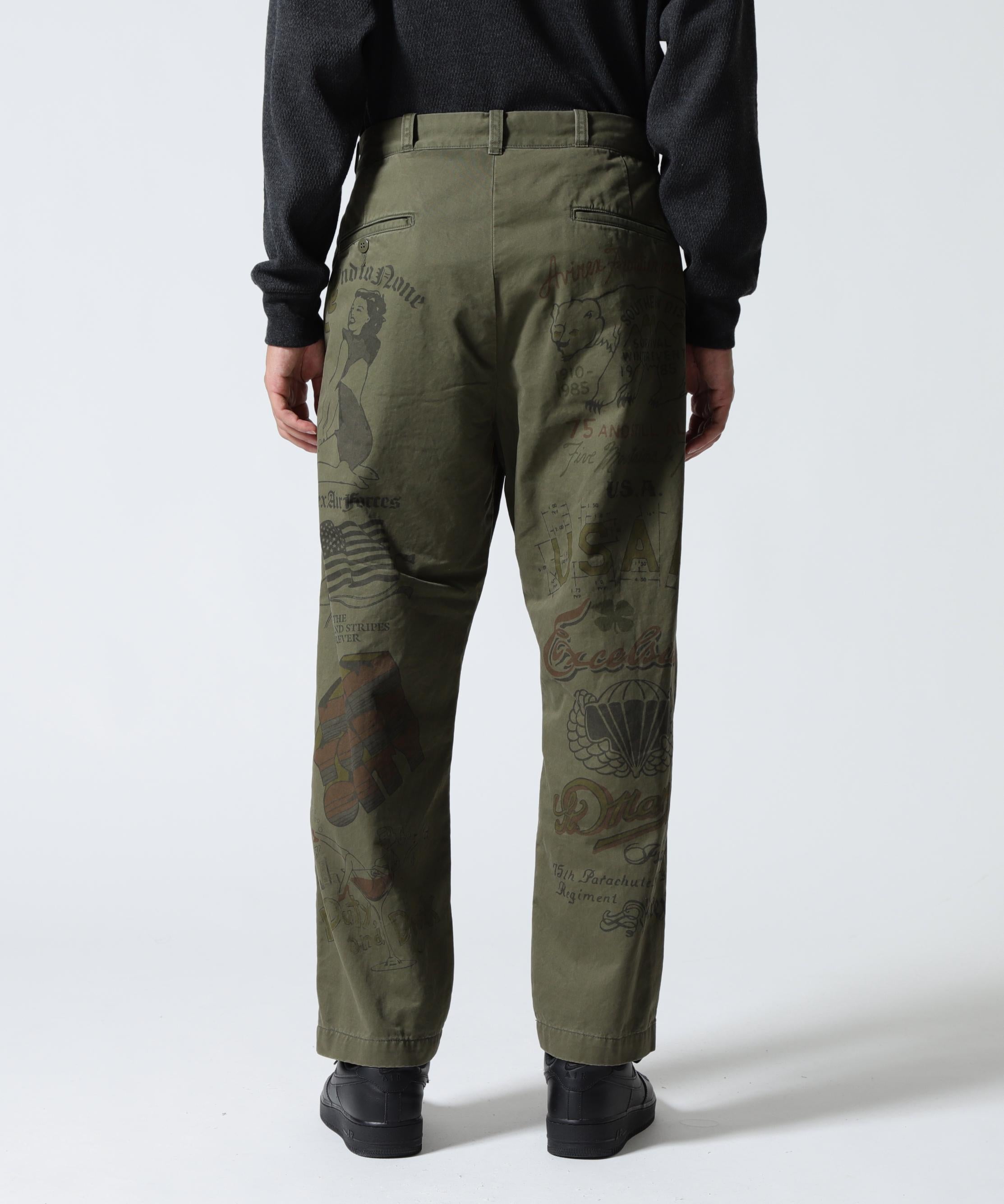 《RESTORE COLLECTION》60’s ARMY CHINO PANTS ”ARCHIVE GRAPHIC” オリーブ