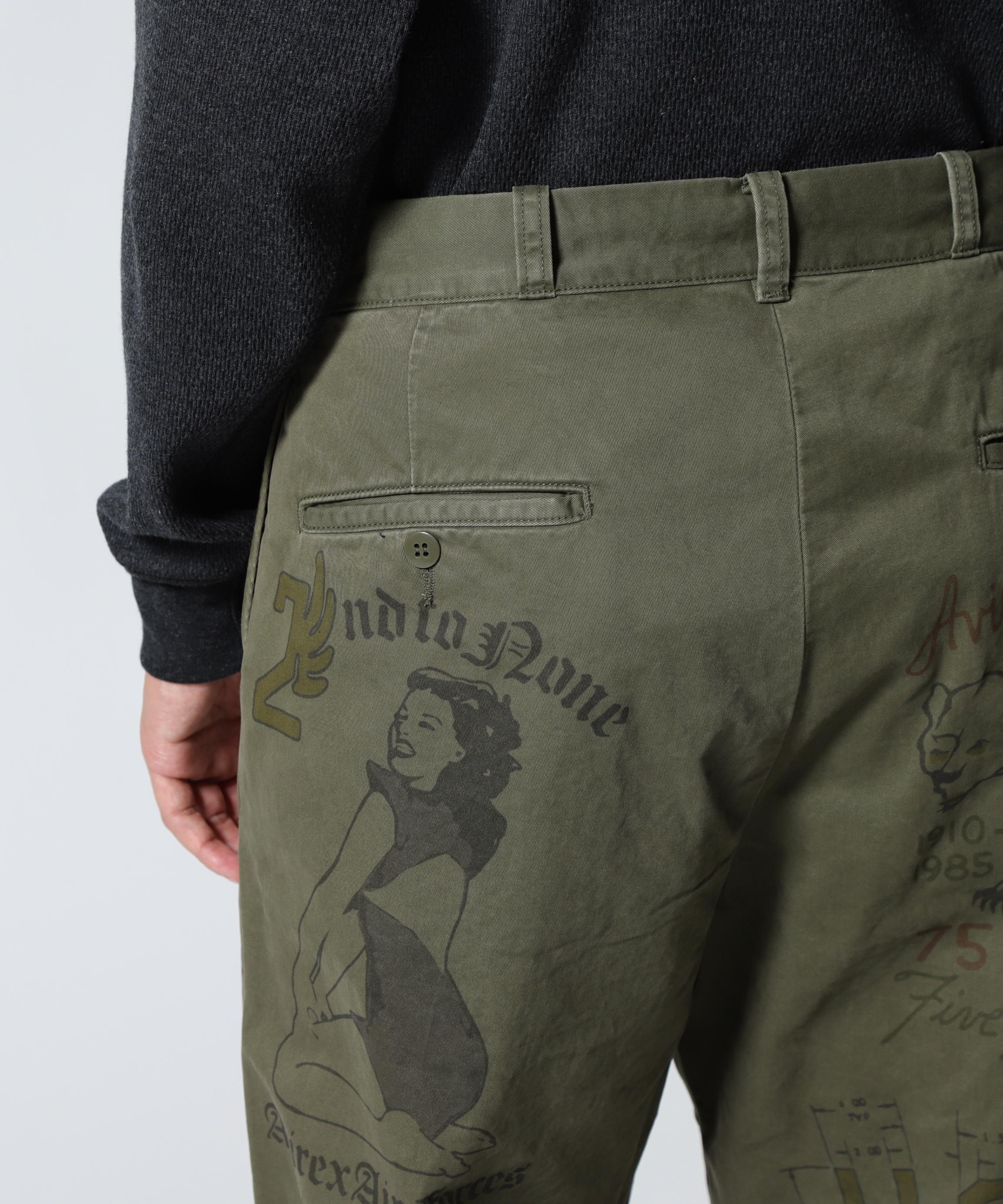 《RESTORE COLLECTION》60’s ARMY CHINO PANTS ”ARCHIVE GRAPHIC” オリーブ
