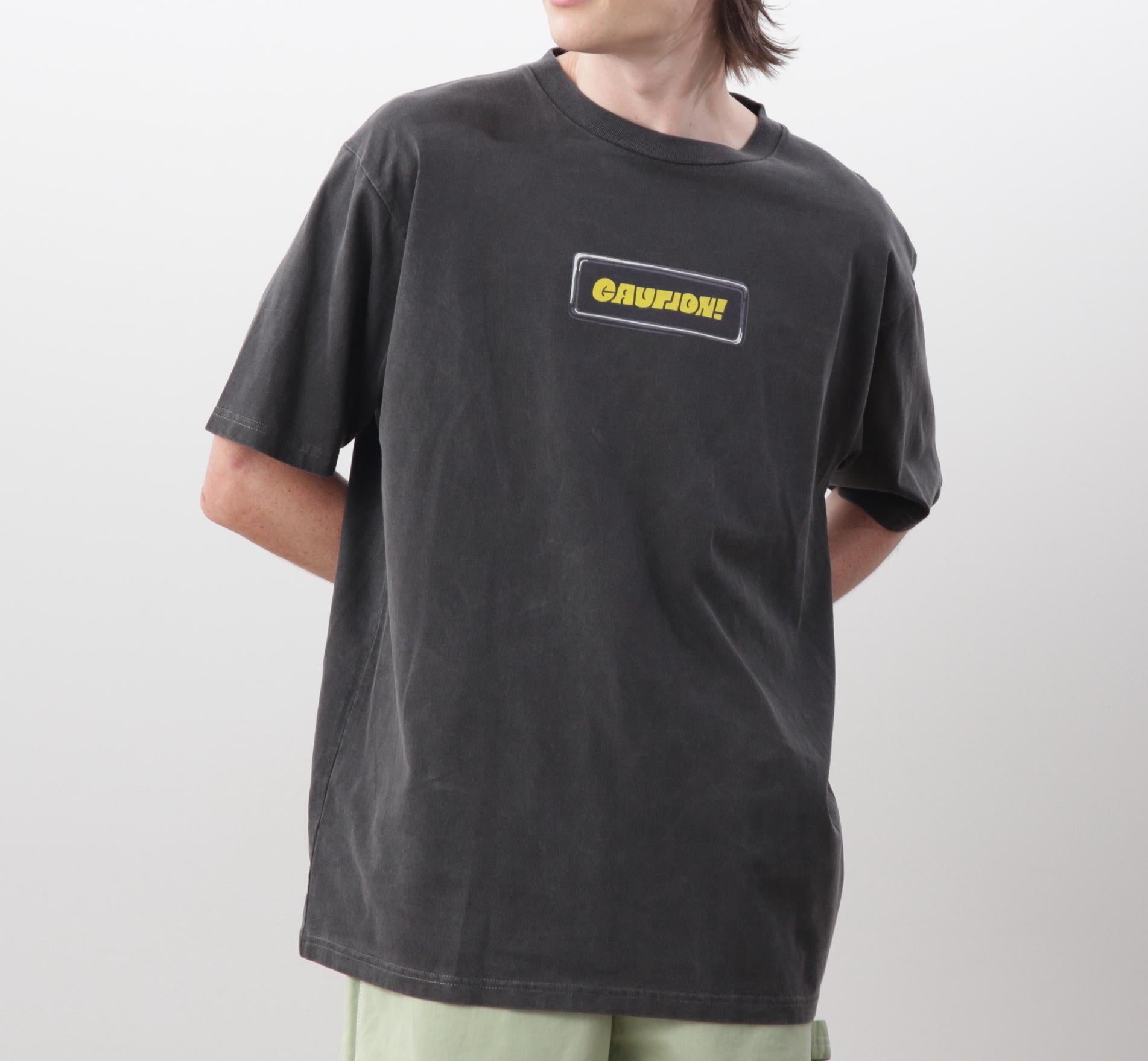 MANASTASH/マナスタッシュ/PUMICE TEE CAUTION! ブラック