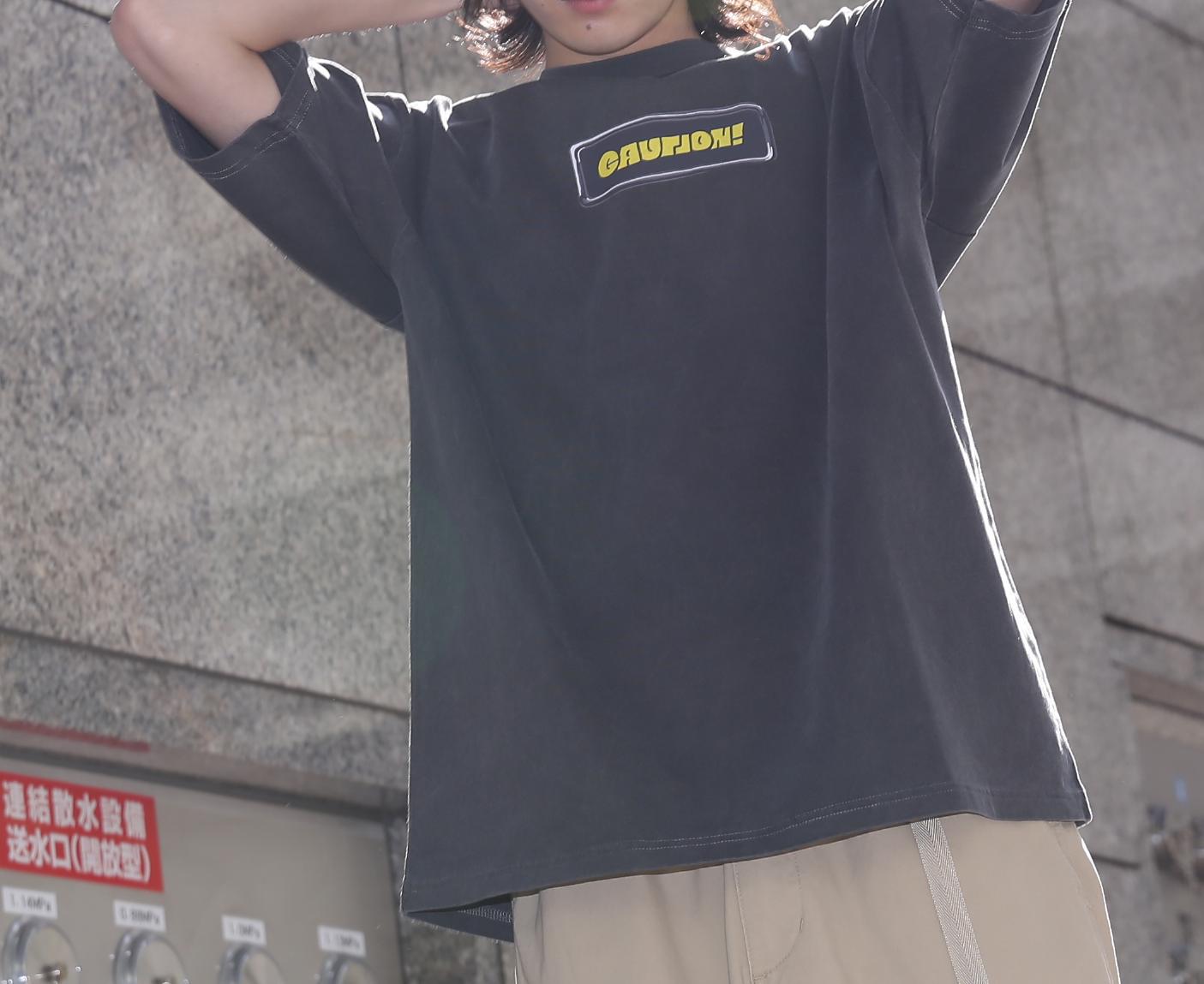 MANASTASH/マナスタッシュ/PUMICE TEE CAUTION! ブラック
