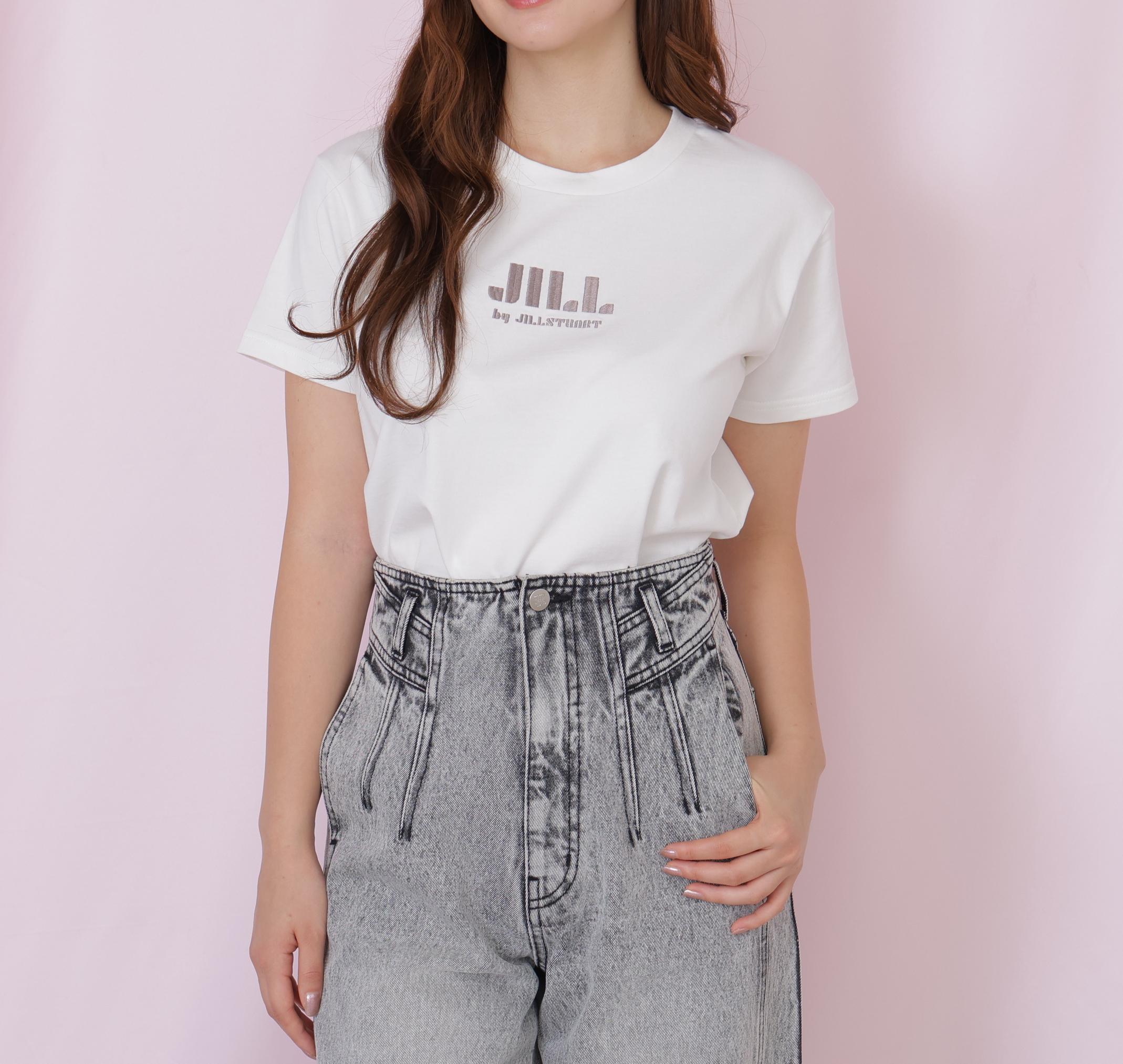刺繍ロゴTシャツオーガニックコットン ホワイトモカ