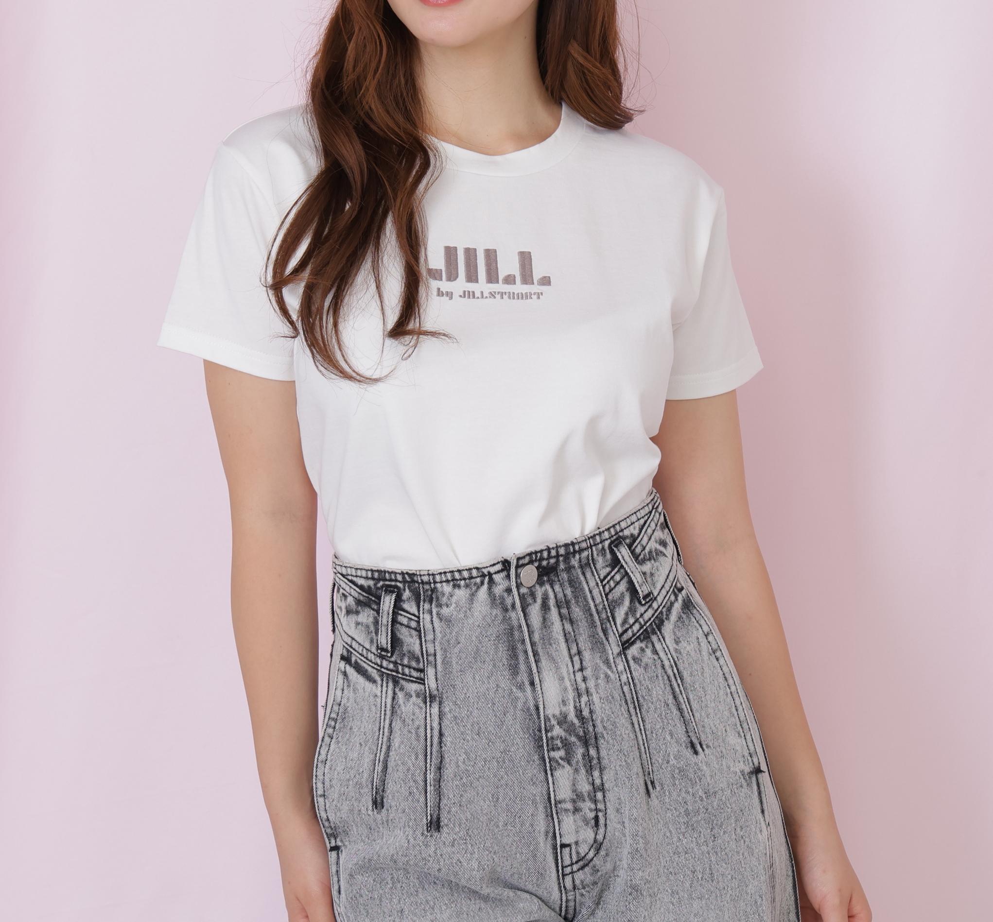 刺繍ロゴTシャツオーガニックコットン ホワイトモカ