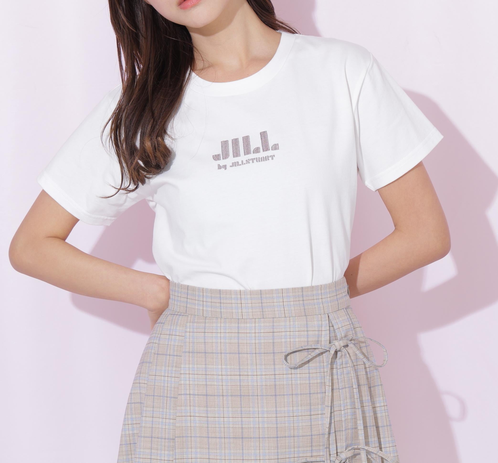 刺繍ロゴTシャツオーガニックコットン ホワイトモカ