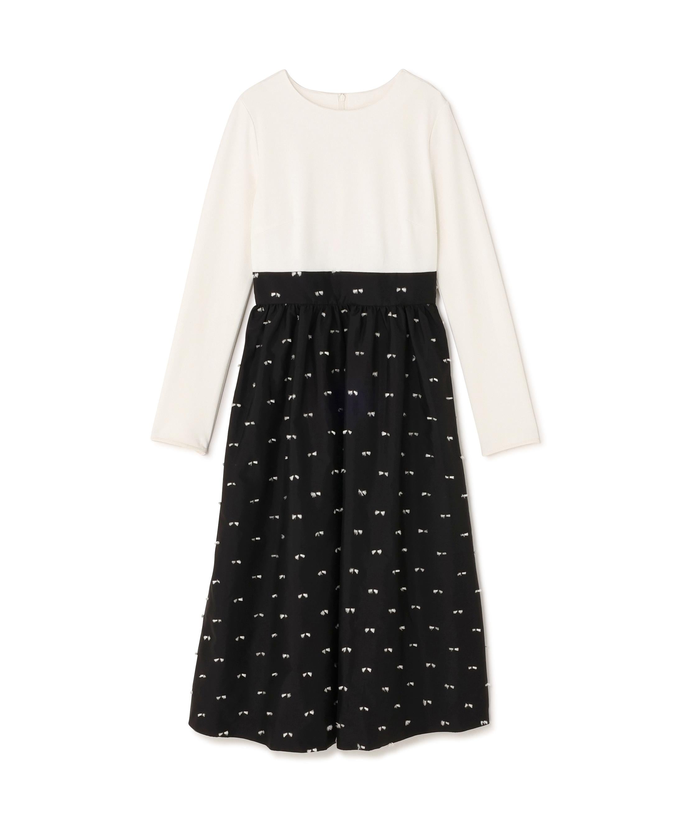 リボンジャガードドッキングワンピース オフ×ブラック2