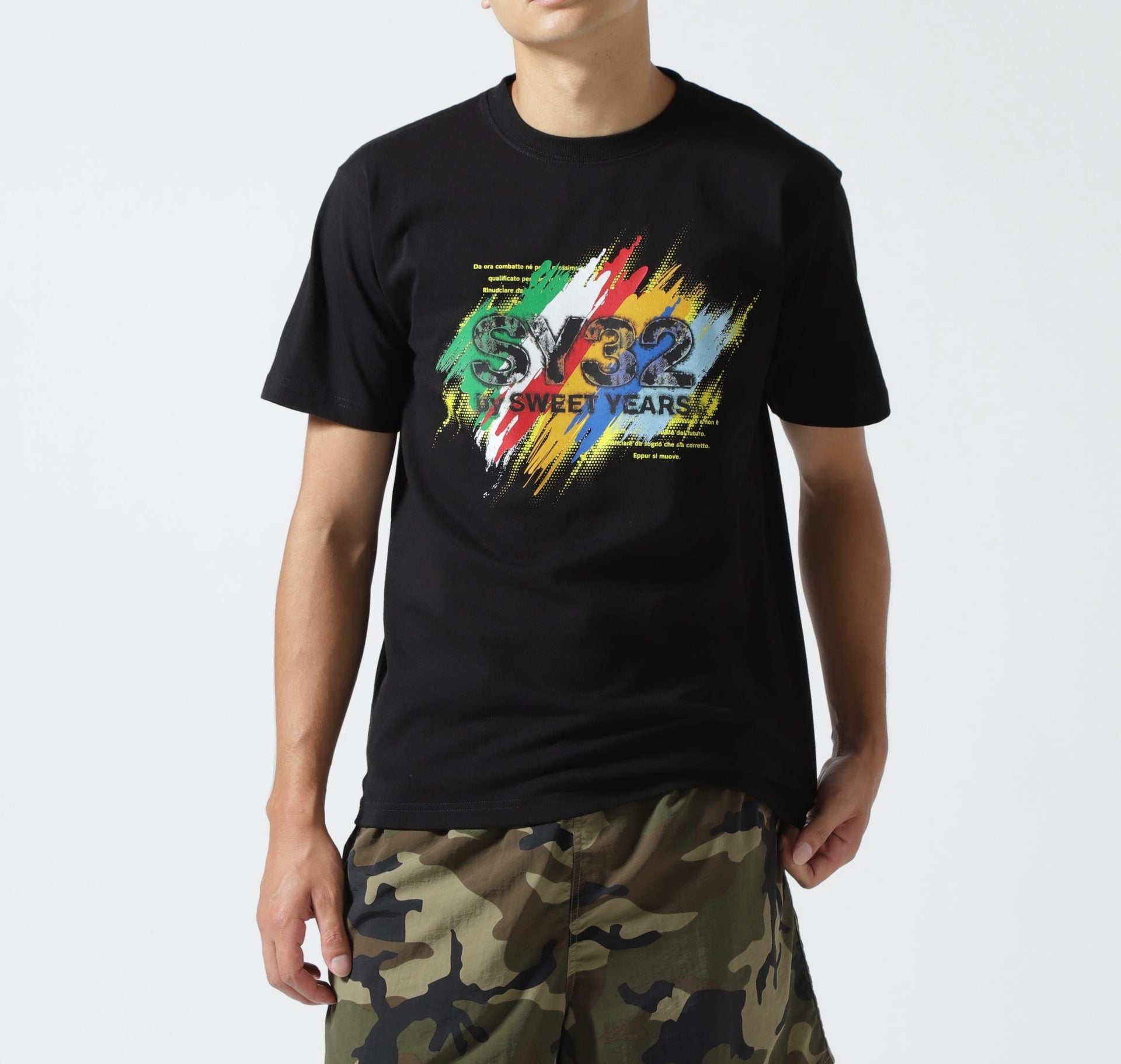 SY32 y SWEET YEA>S/エスワイサーティトゥ バイ スィートイヤーズ/INKJET G>UNGE TEE ブラック