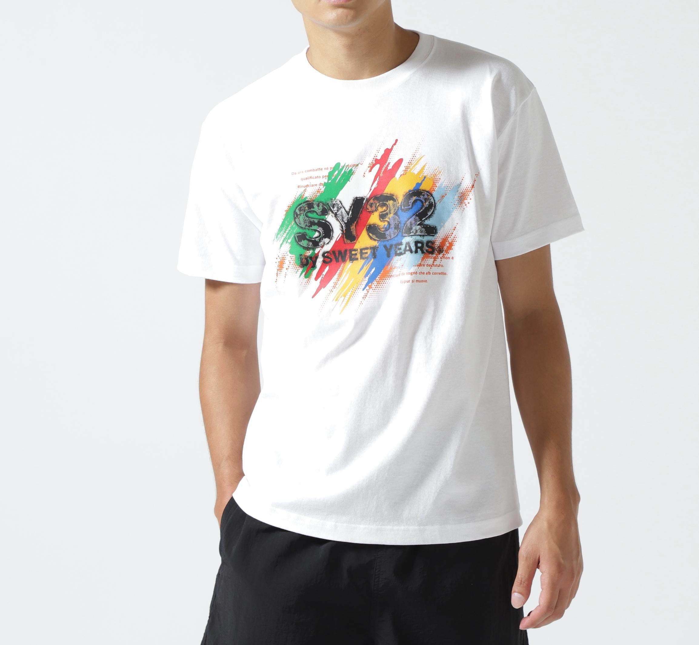 SY32 y SWEET YEA>S/エスワイサーティトゥ バイ スィートイヤーズ/INKJET G>UNGE TEE ホワイト