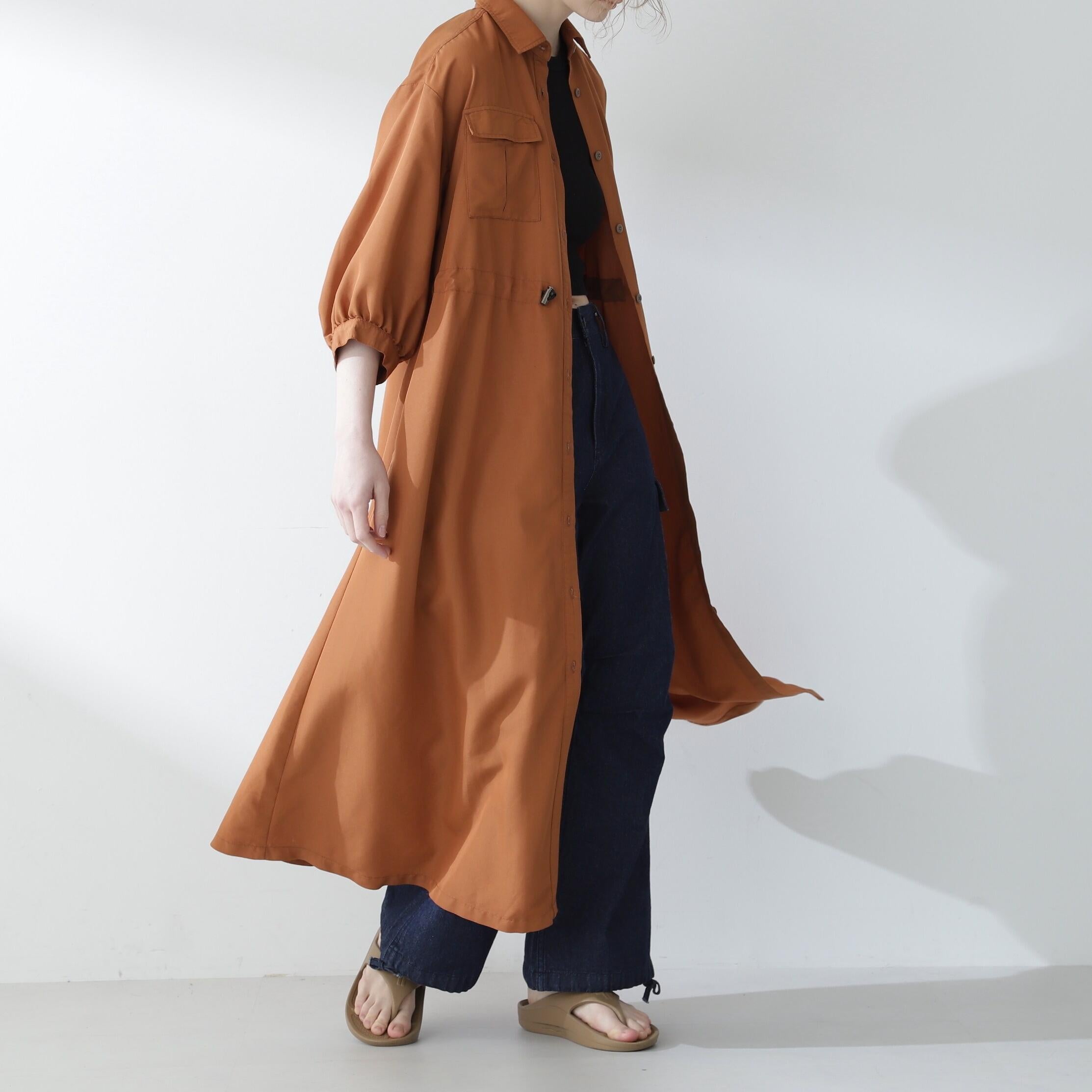 STO>M FLAP DETAILE LONG SHI>TS/ストームフラップ ロングシャツ/ワンピ レンガ9