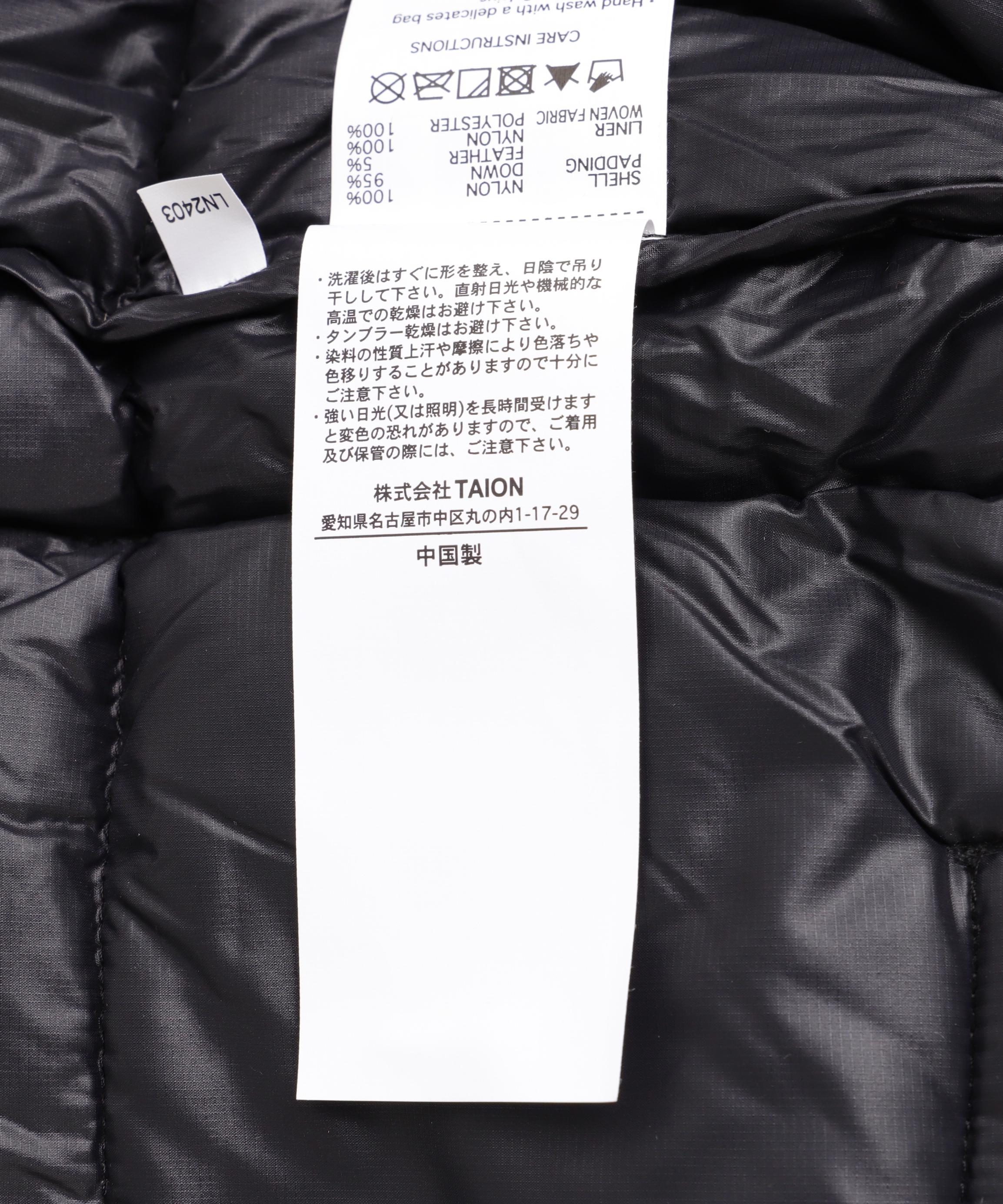 TAION/タイオン/MOUNTAIN DOWN JACKET ブラック