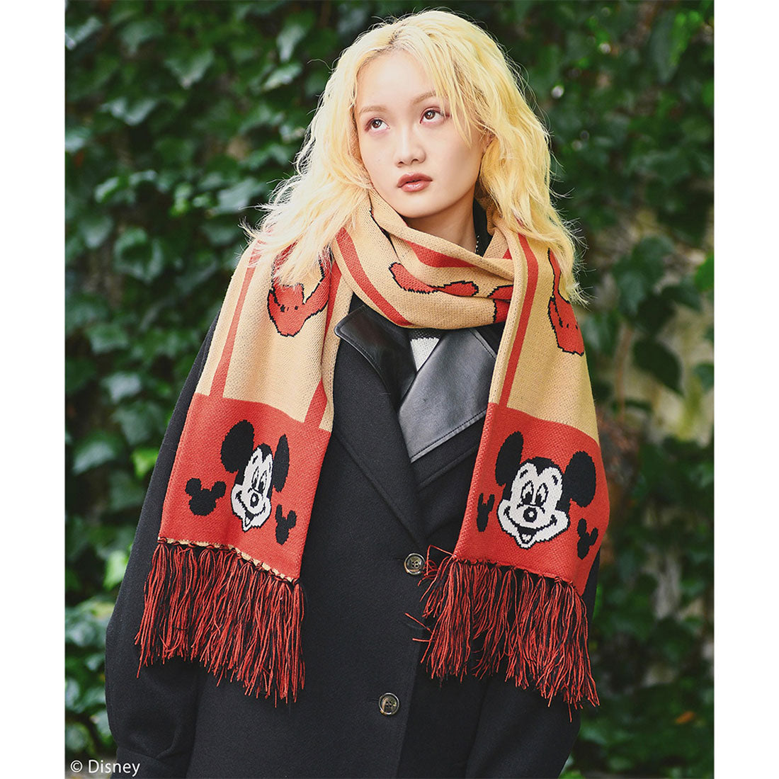 フォーギークスバイスパイラルガール 4GEEKs by SPIRALGIRL 【Disney/ディズニー/ミッキーマウス】フリンジマフラー （ベージュ） ベージュ