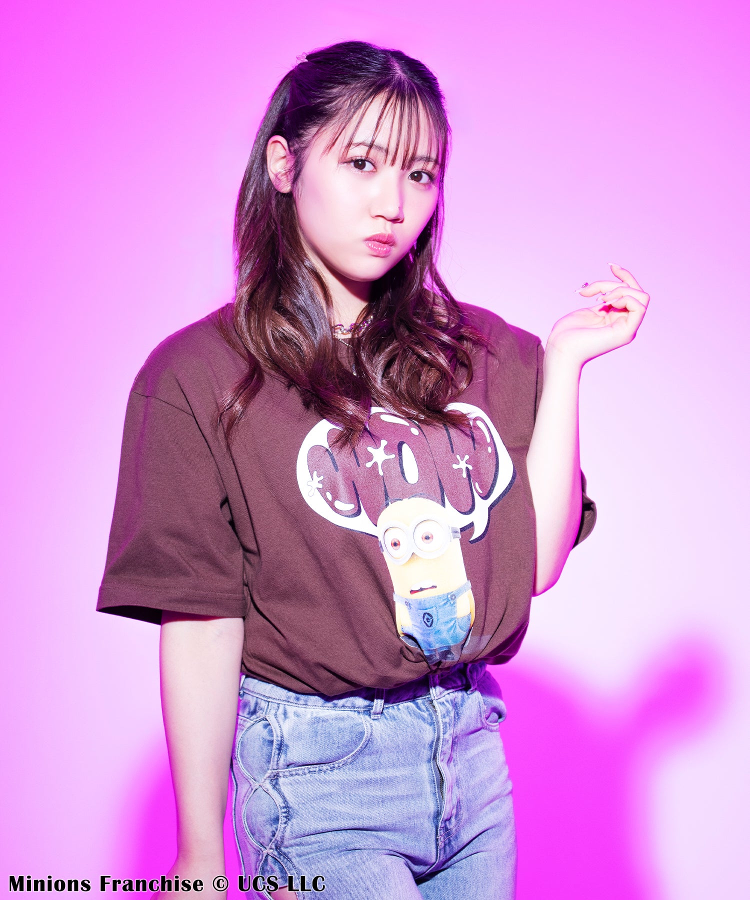 フォーギークスバイスパイラルガール 4GEEKs by SPIRALGIRL 【Minion/ミニオン/デイブ】3DアートTシャツ （ブラウン） ブラウン