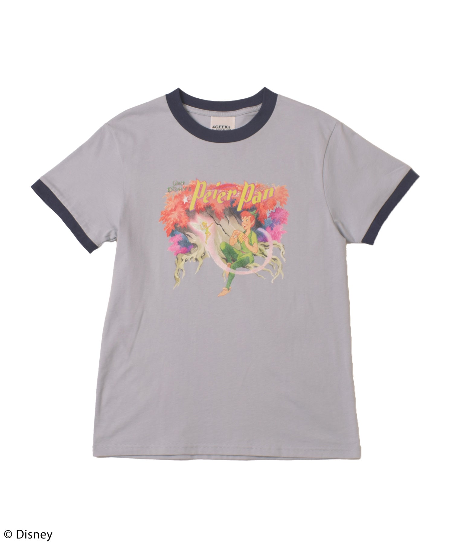 フォーギークスバイスパイラルガール 4GEEKs by SPIRALGIRL 【Disney/ディズニー/ピーターパン】ヴィンテージ風アートリンガーTシャツ （ブルー） ブルー