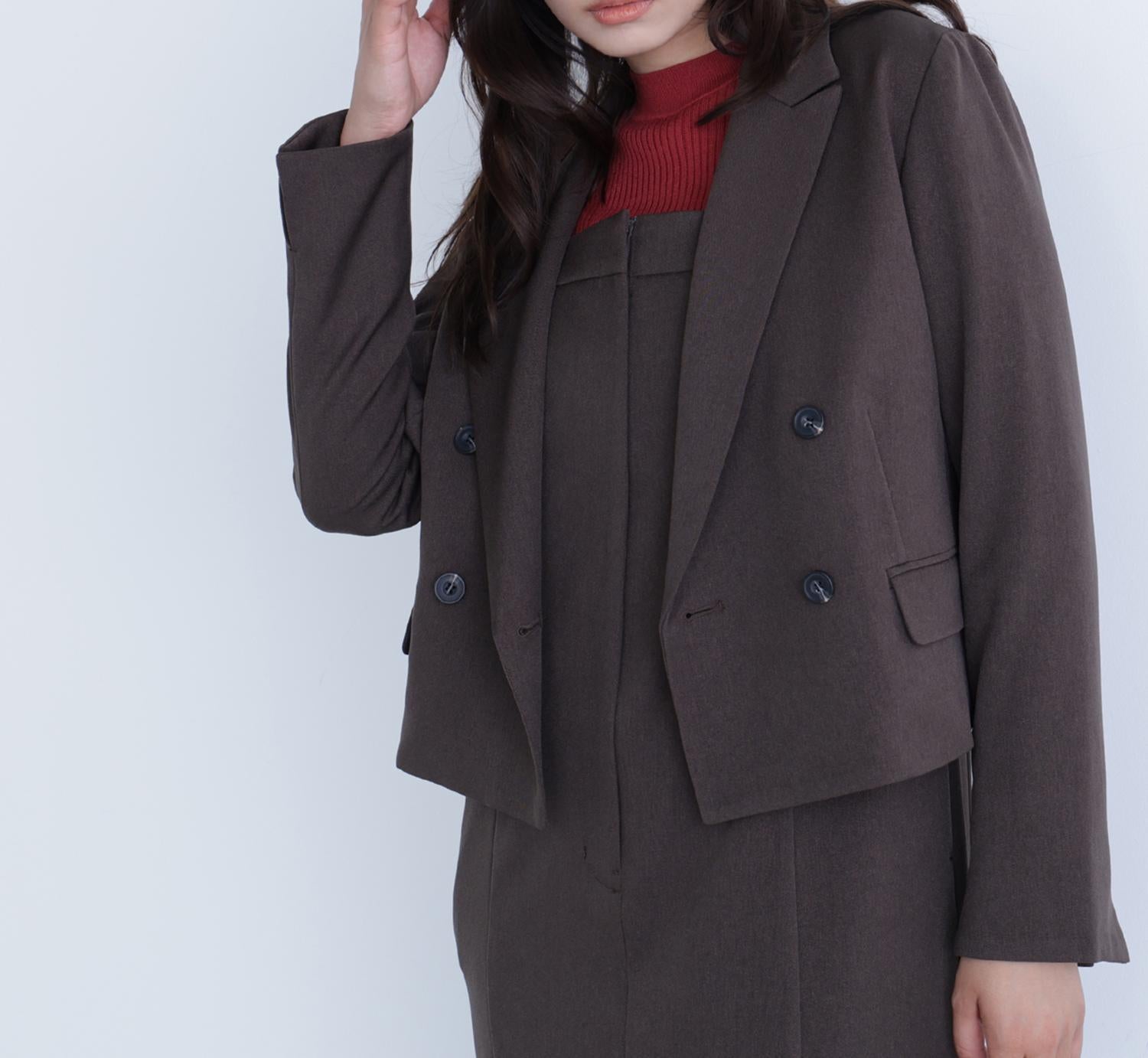 ショートジャケット ダークブラウン1