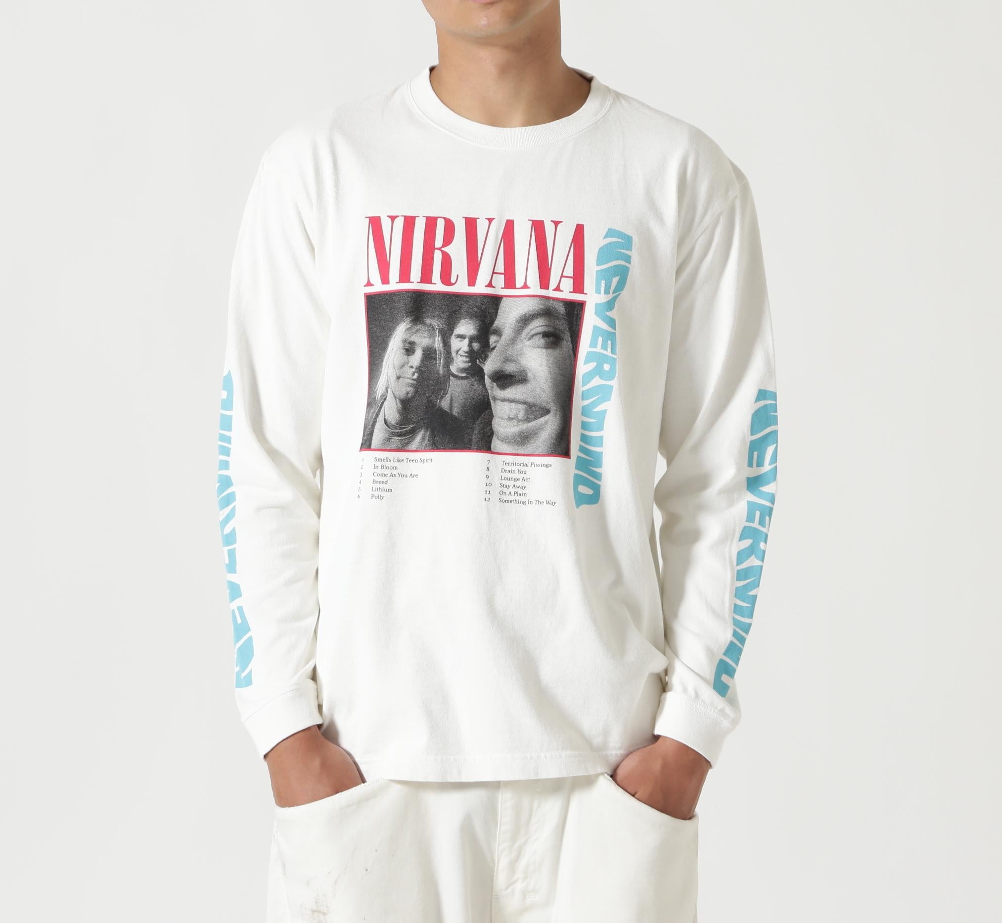 NI>VANA/ニルヴァーナ/NEVE>MIND L/S TEE/コラボロンT ホワイト