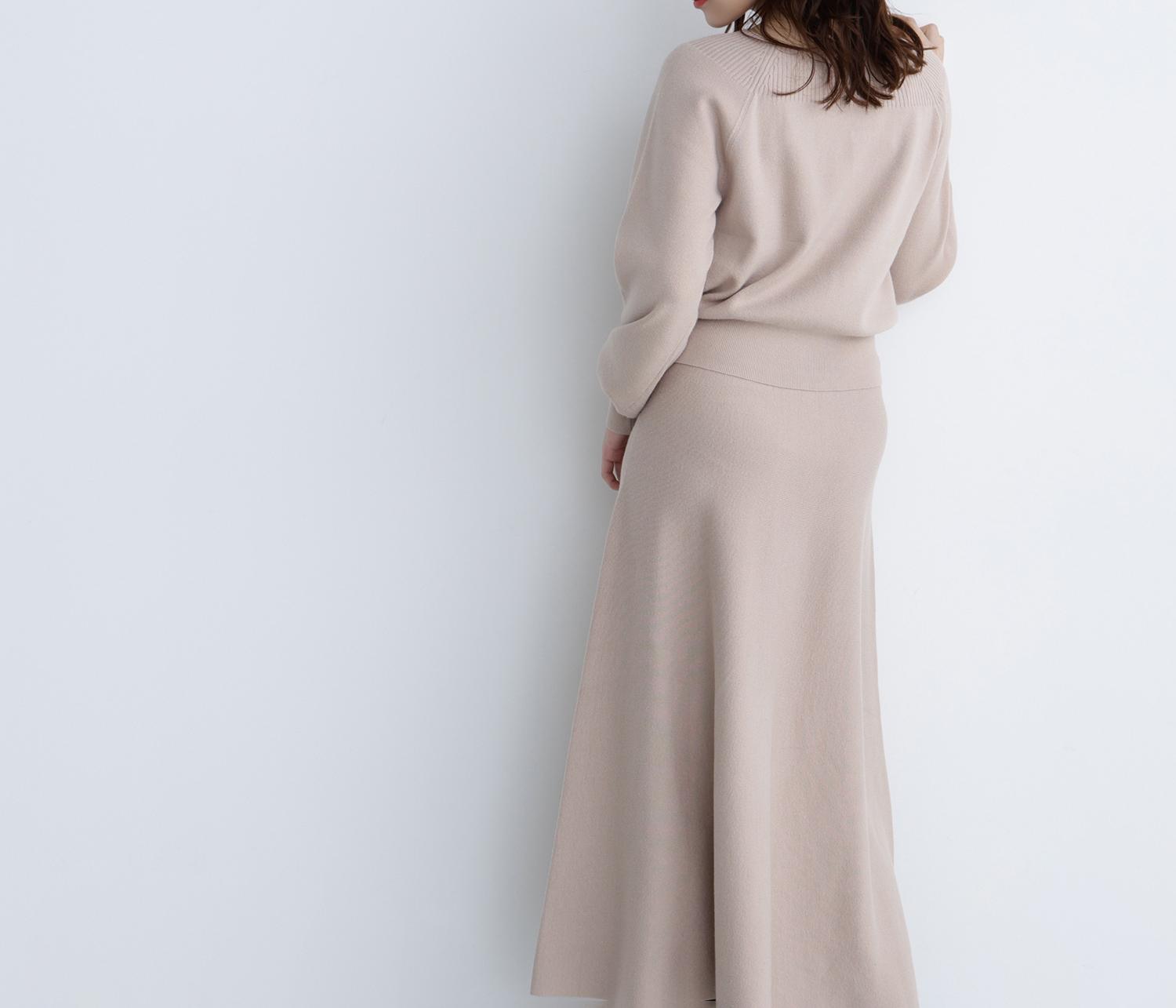 ベロアリボンニットセットアップ ベージュ