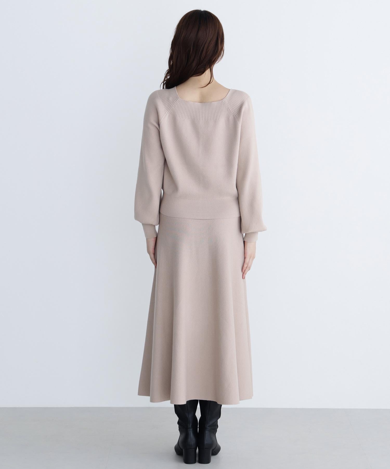 ベロアリボンニットセットアップ ベージュ