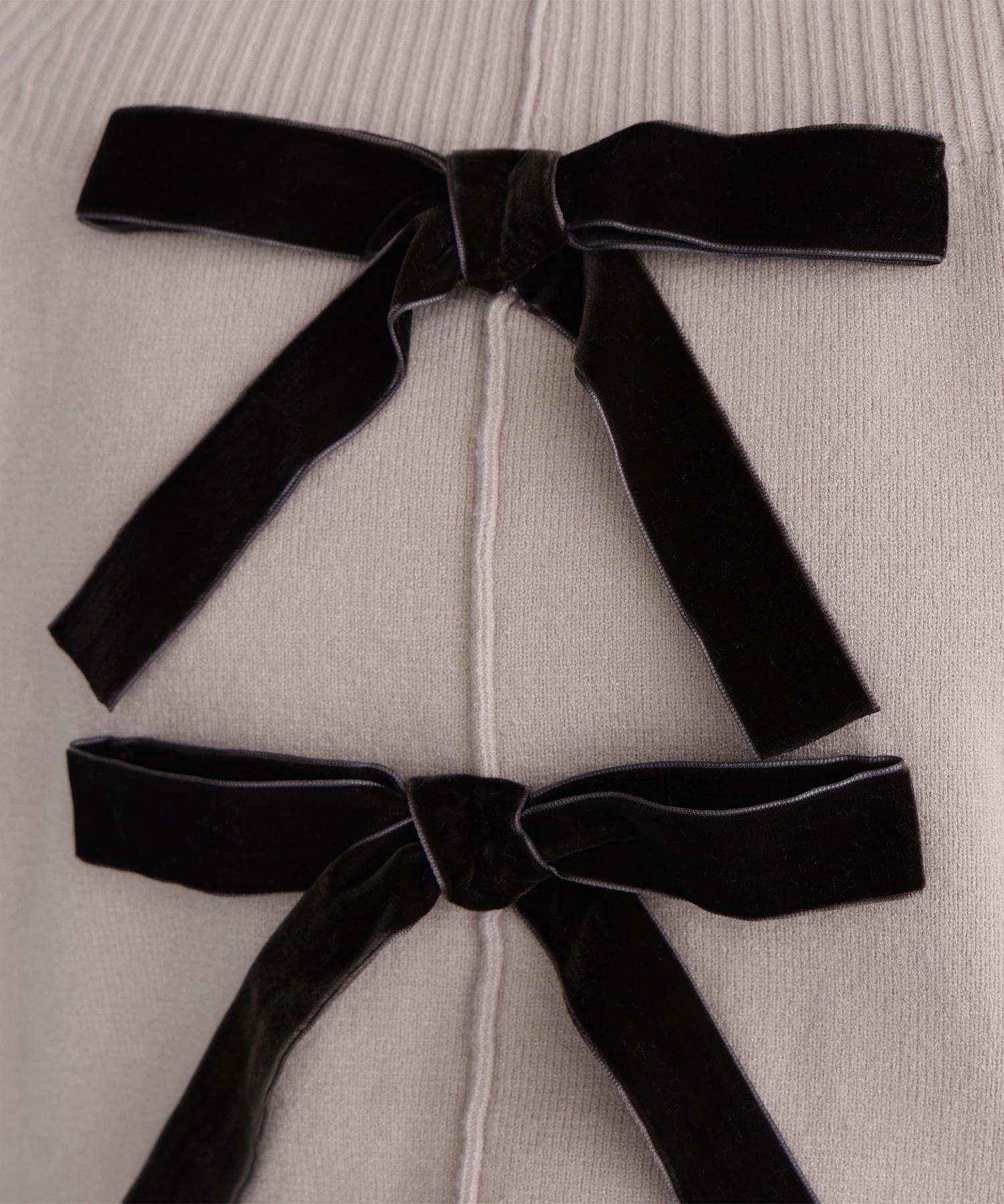 ベロアリボンニットセットアップ ベージュ