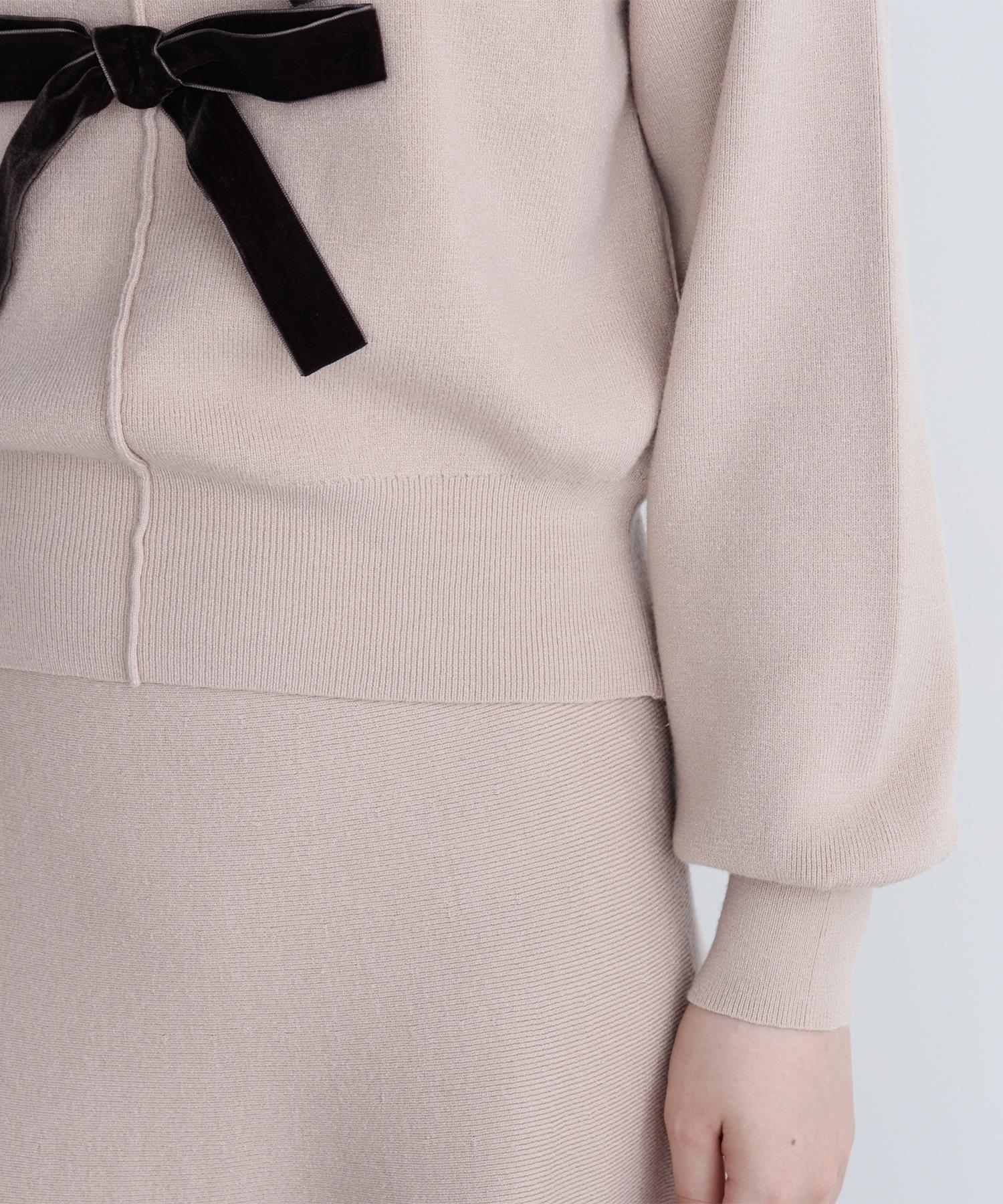 ベロアリボンニットセットアップ ベージュ