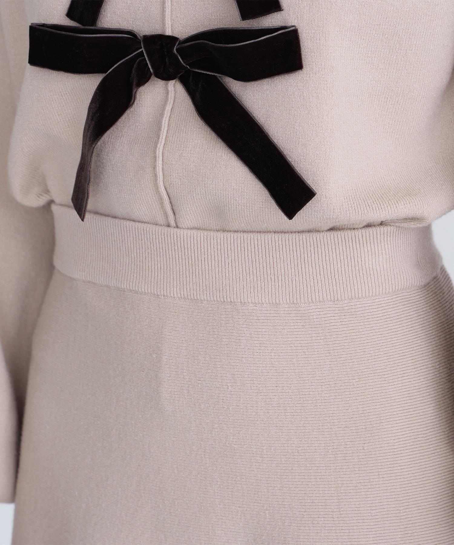 ベロアリボンニットセットアップ ベージュ