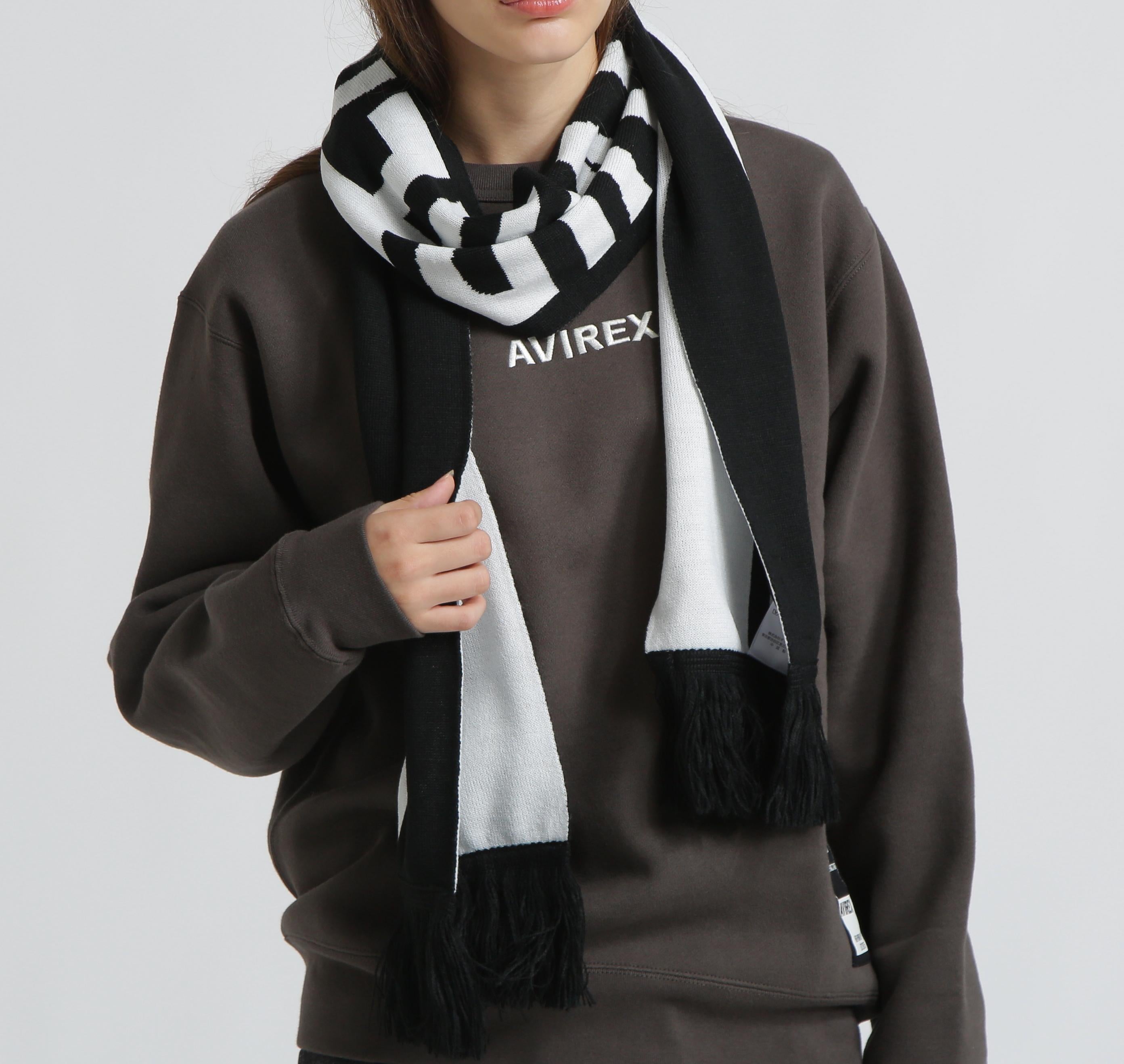 《直営店限定》AVIREX LOGO SOCCER SCARF/ロゴマフラー ブラック