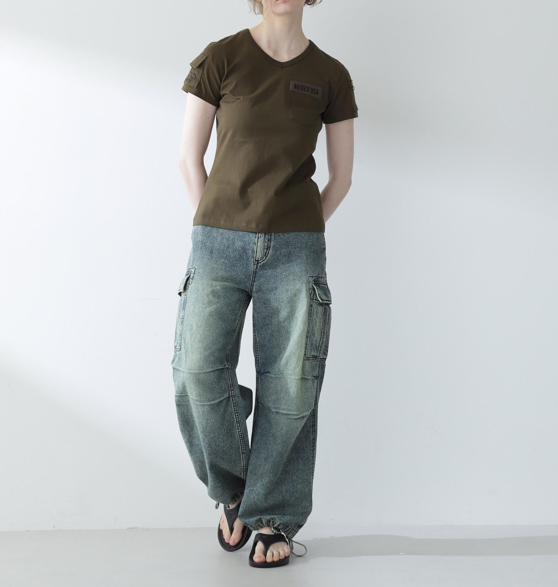 ファティーグVネックティーシャツ/ FATIGUE V-NECK T-SHI>T オリーブ