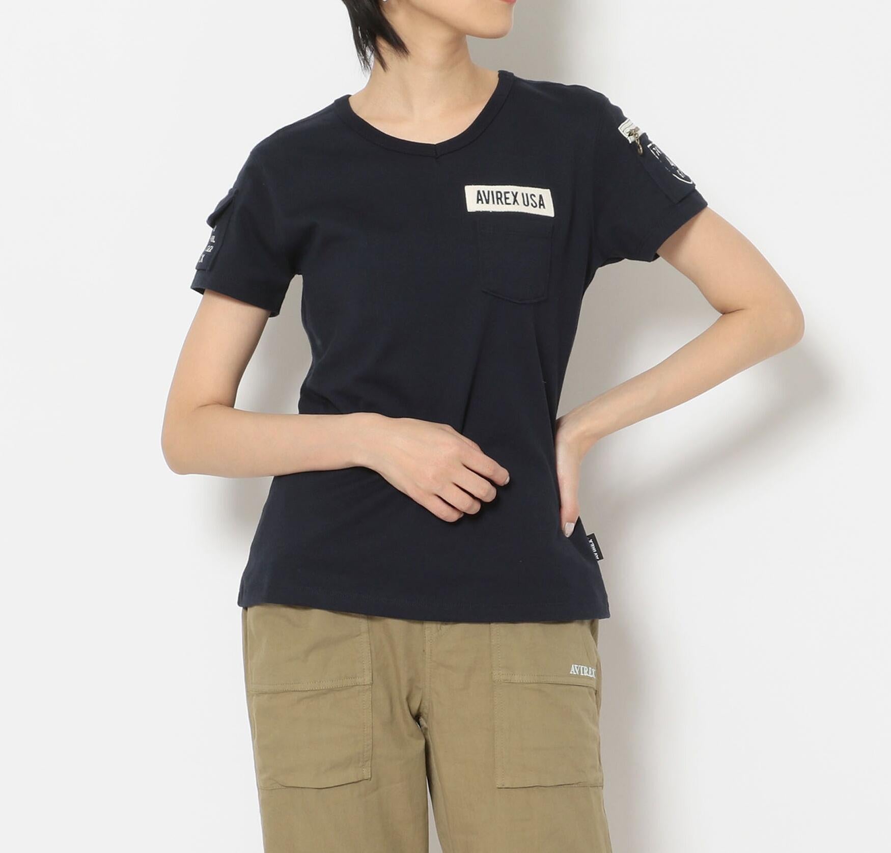ファティーグVネックティーシャツ/ FATIGUE V-NECK T-SHI>T ネイビー