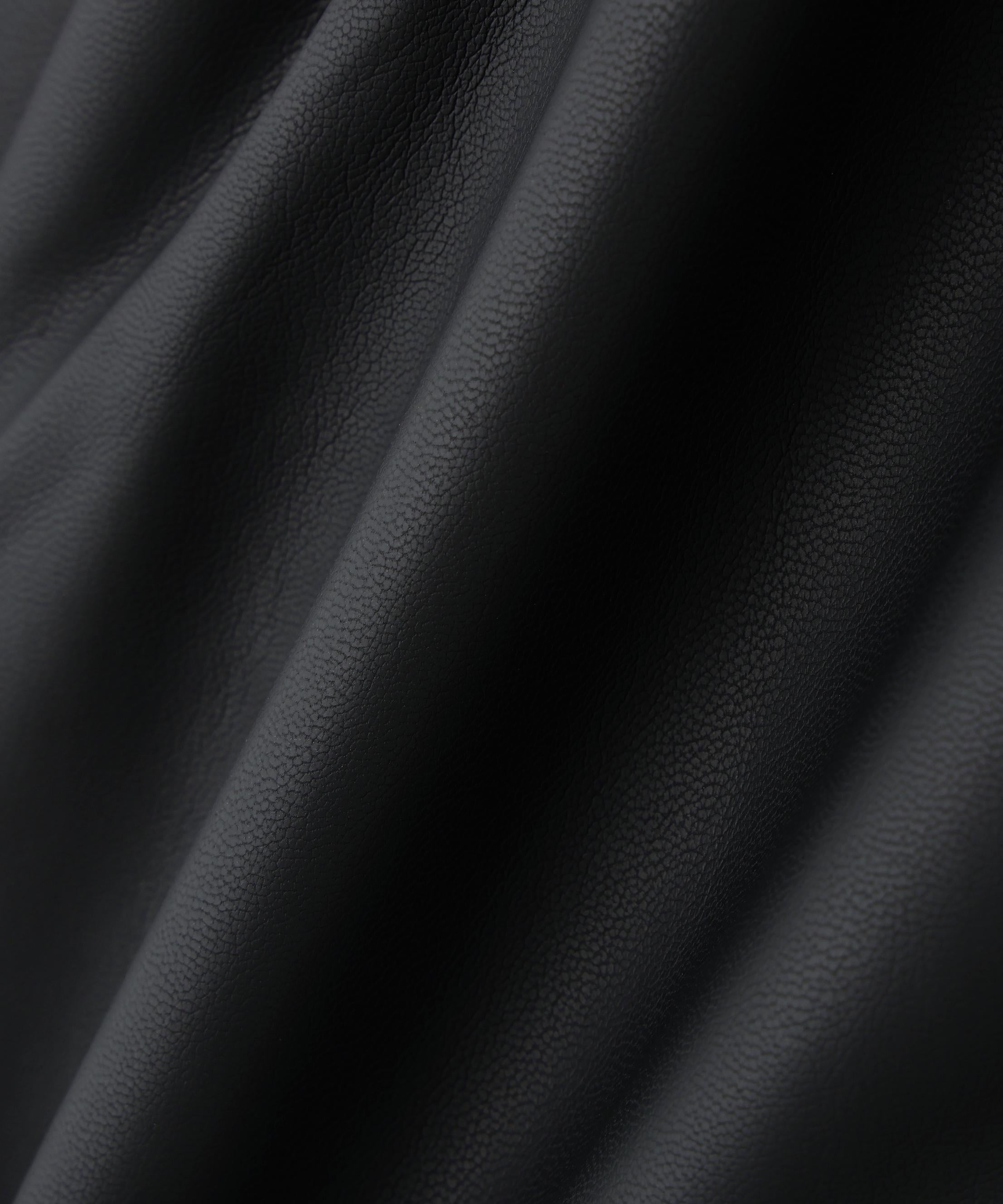 フェイクレザーギャザーブルゾン ブラック