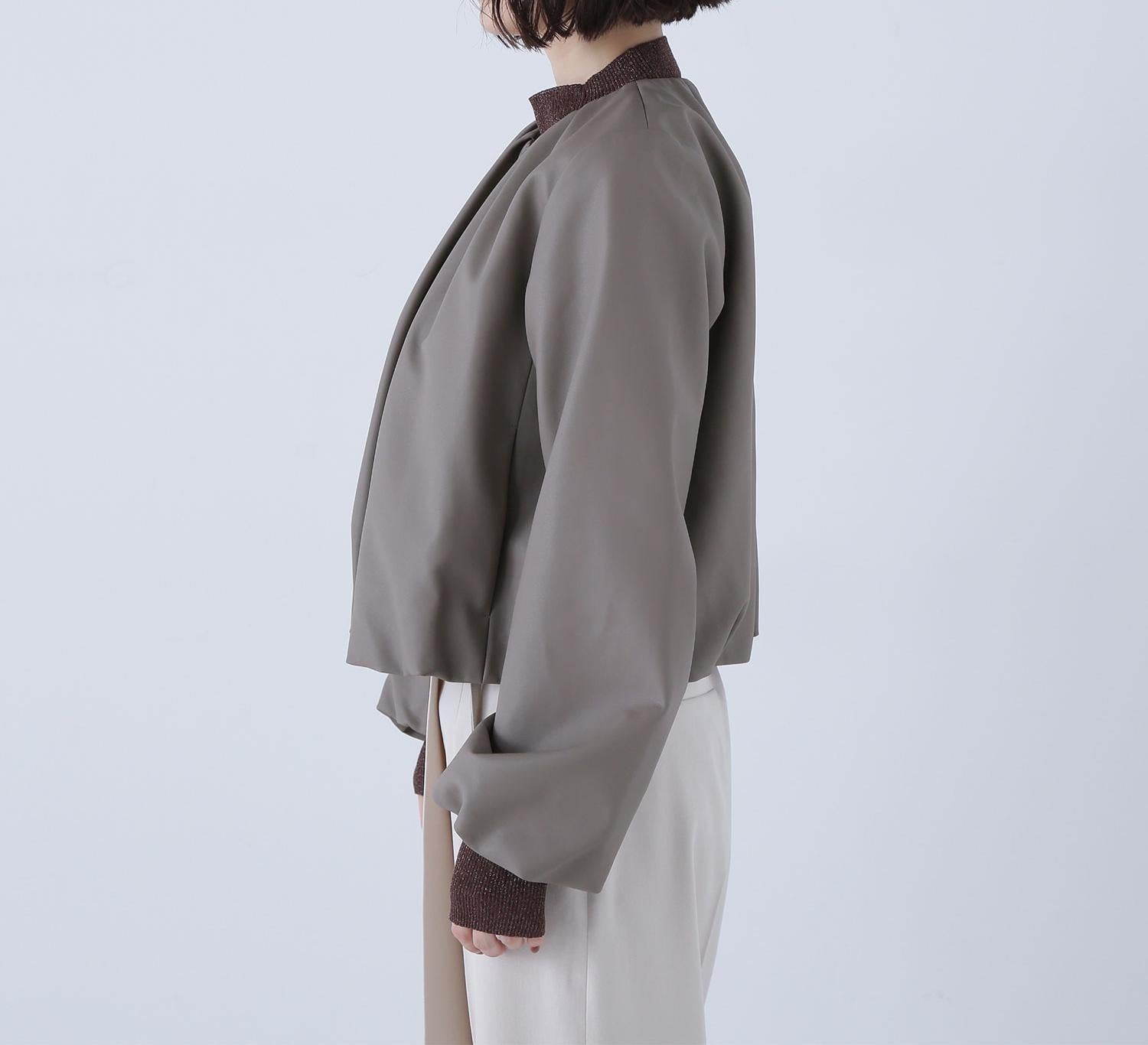 フェイクレザーギャザーブルゾン モカ