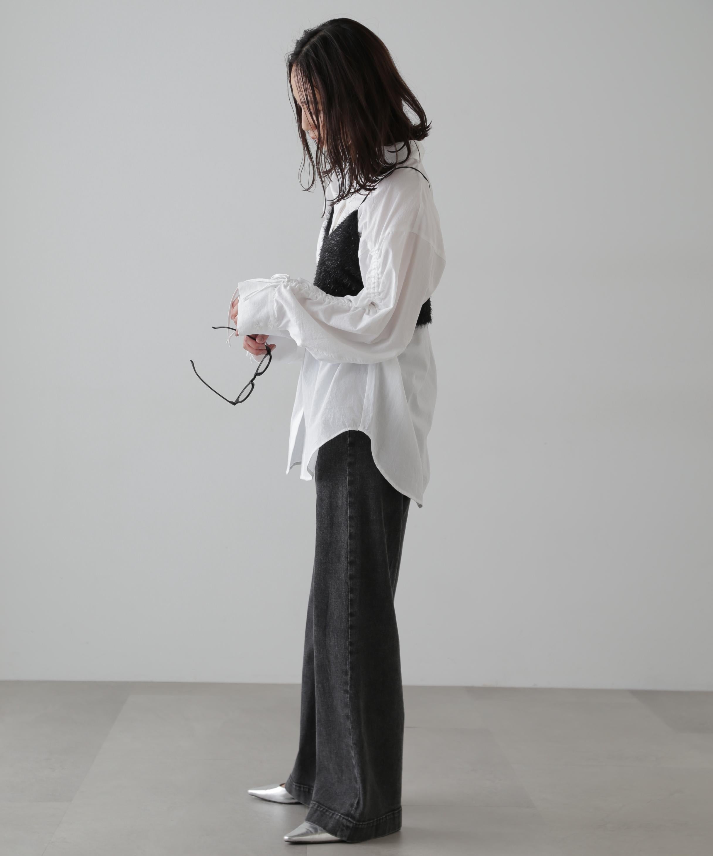 【4サイズ展開XS-L] ベーシックワイドデニムパンツ ブラックデニム1