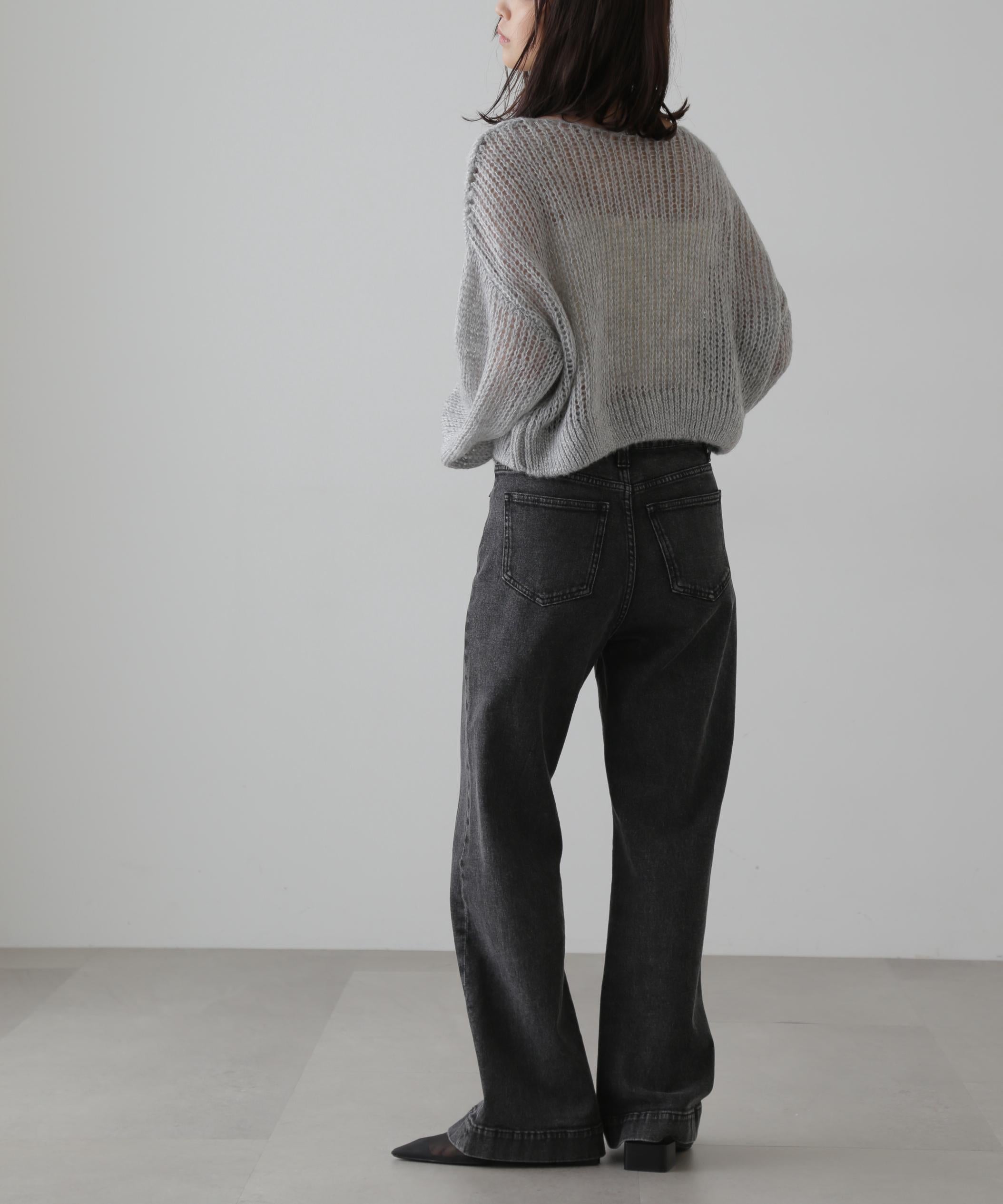 【4サイズ展開XS-L] ベーシックワイドデニムパンツ ブラックデニム1