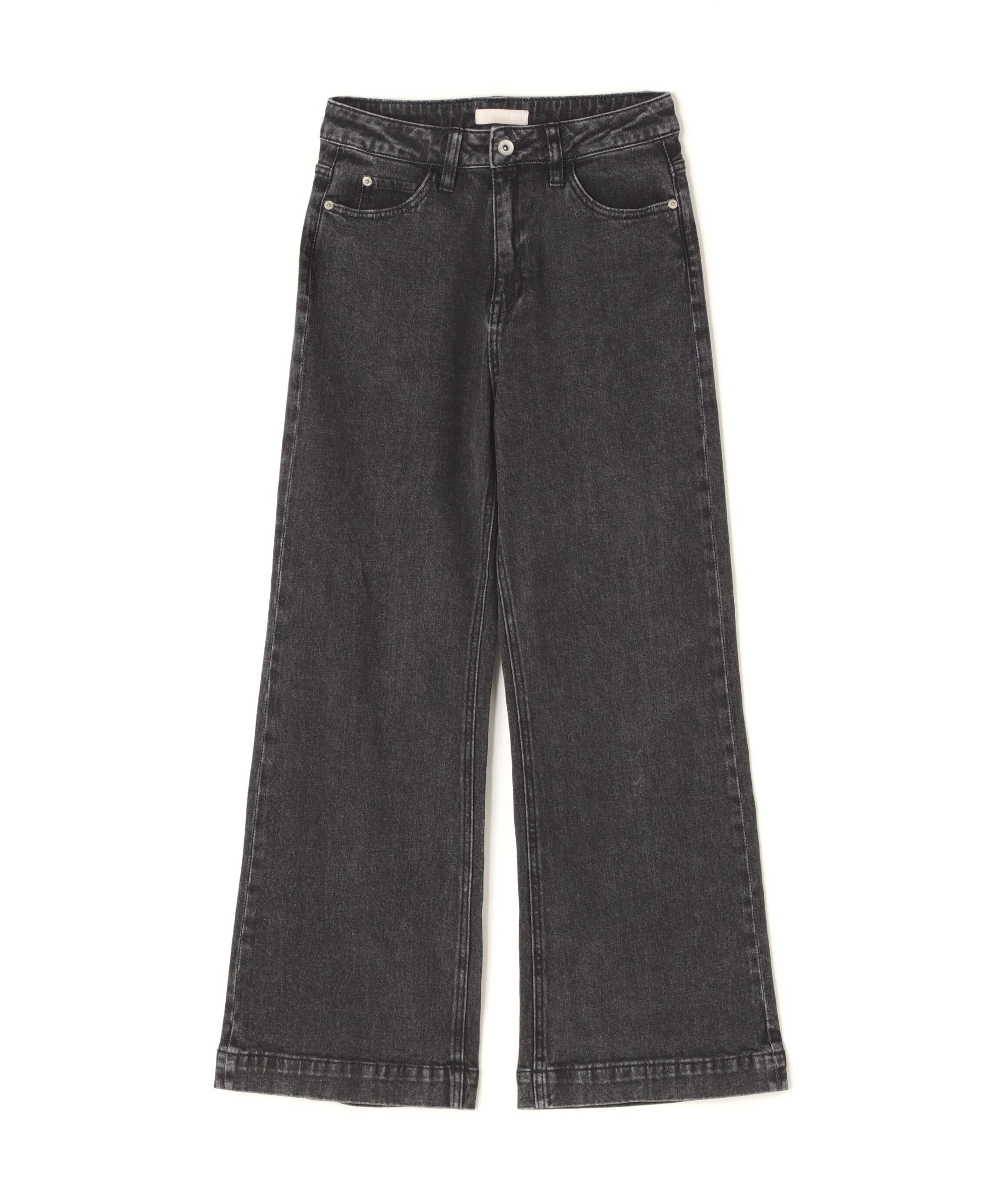 【4サイズ展開XS-L] ベーシックワイドデニムパンツ ブラックデニム1