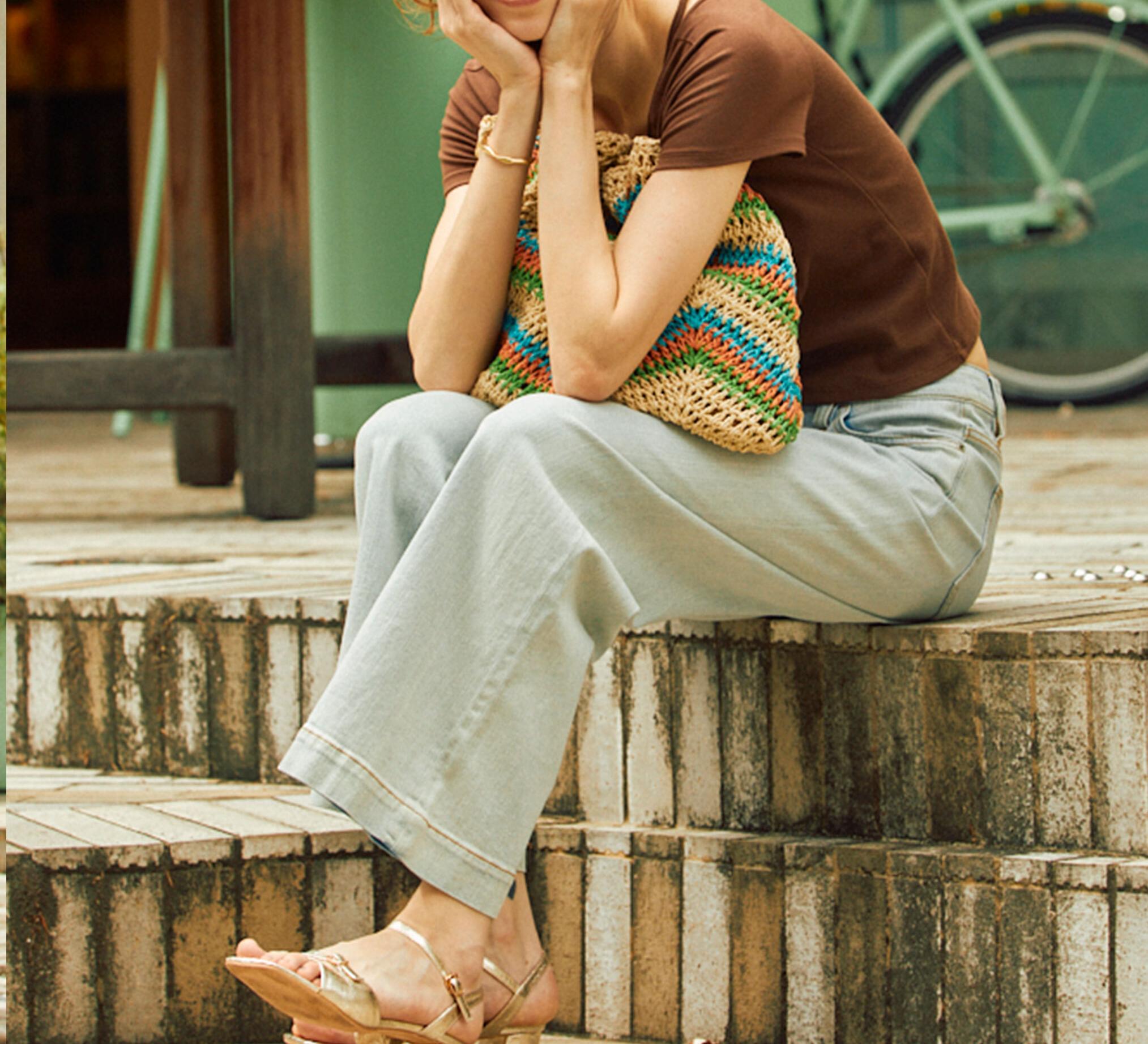 【4サイズ展開XS-L] ベーシックワイドデニムパンツ ハイブリーチ3